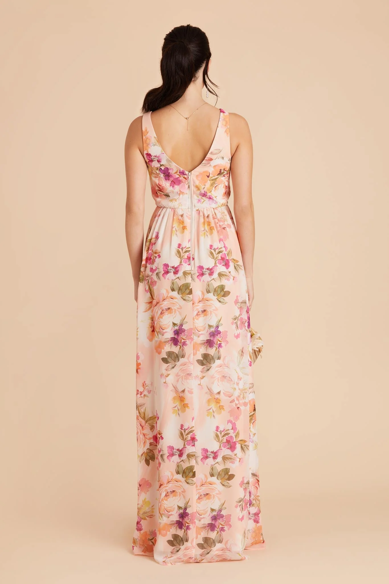 Laurie Chiffon Dress - Coral Sunset Peonies - Image 7