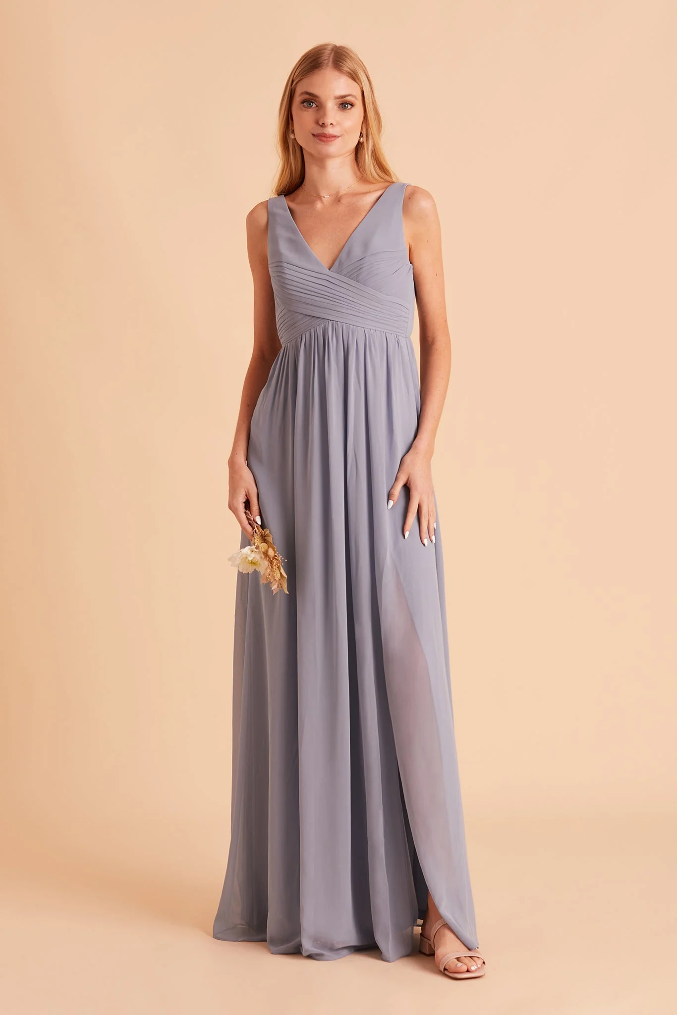 Laurie Chiffon Dress - Dusty Blue - Image 4