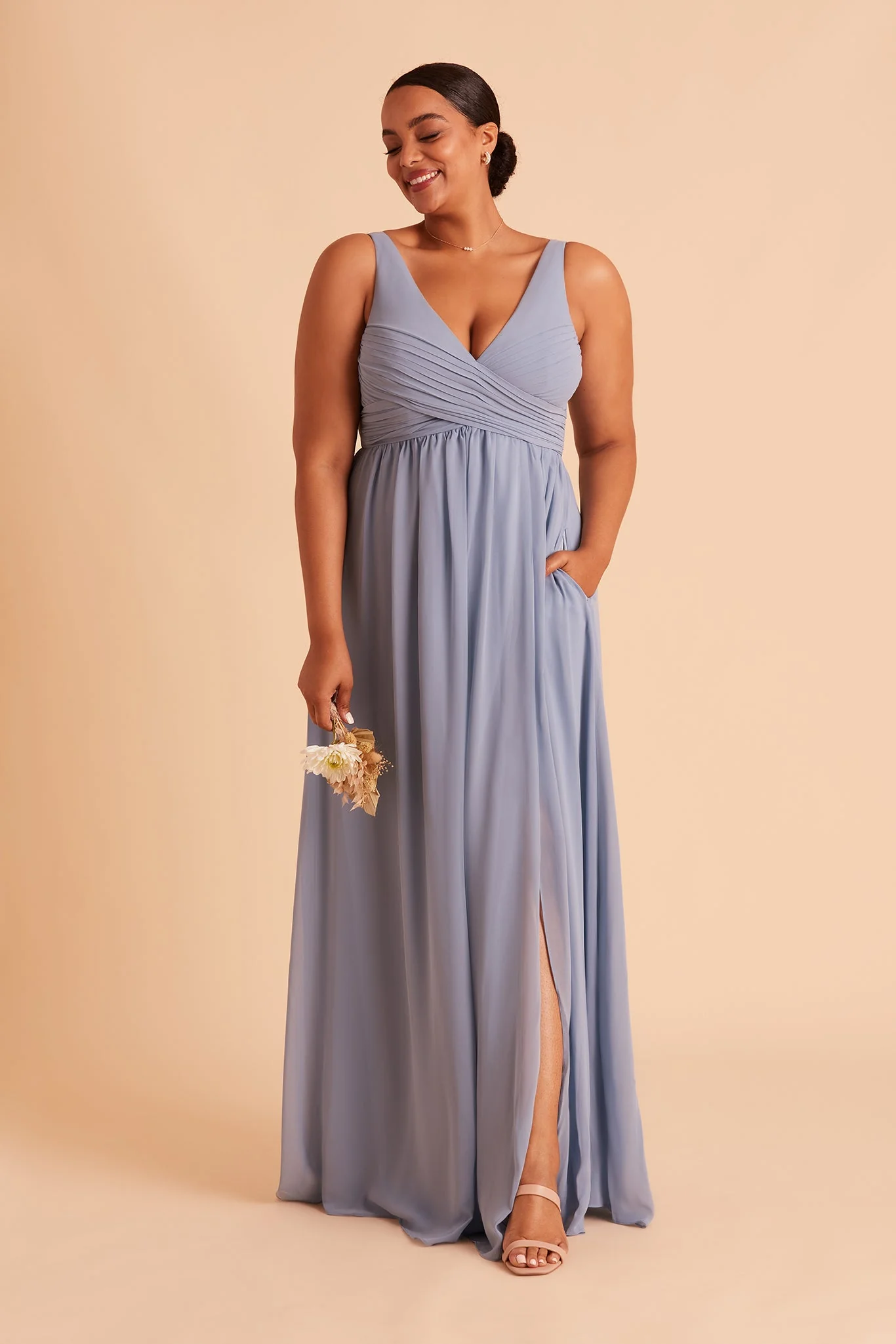 Laurie Chiffon Dress - Dusty Blue - Image 6