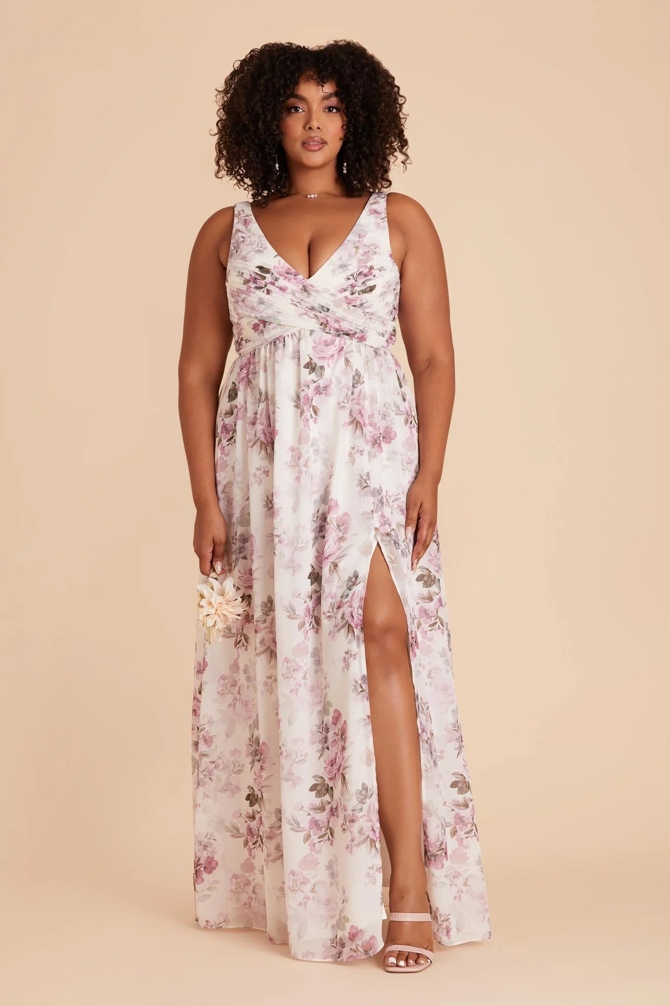 Laurie Chiffon Dress - Dusty Pink Peonies - Image 13