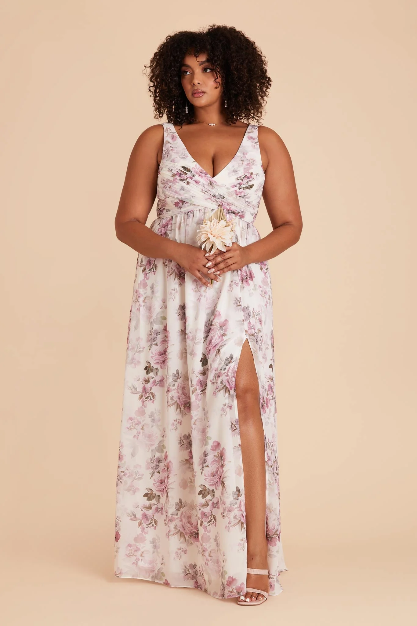 Laurie Chiffon Dress - Dusty Pink Peonies - Image 14