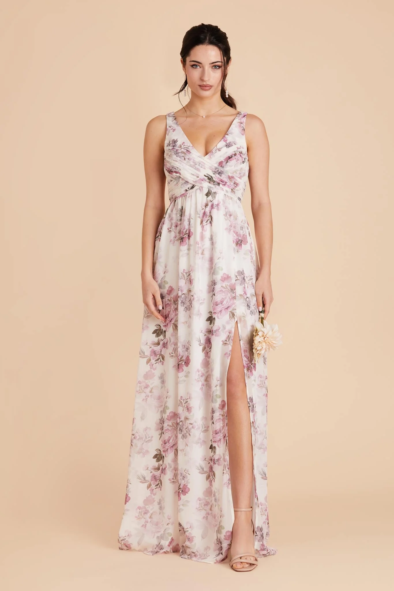 Laurie Chiffon Dress - Dusty Pink Peonies - Image 6
