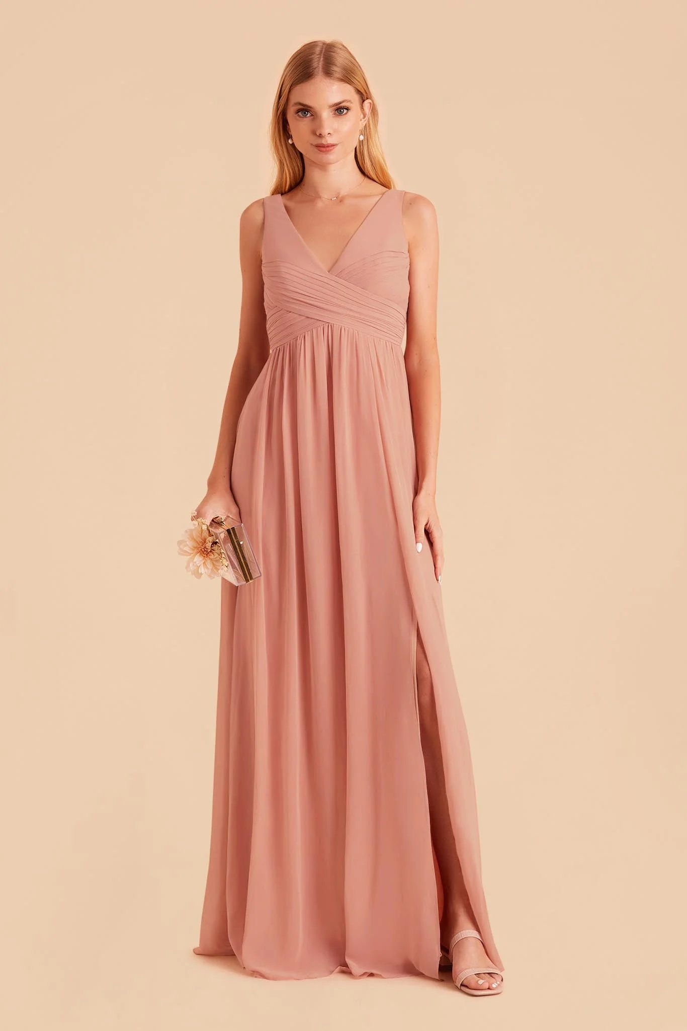 Laurie Chiffon Dress - Dusty Rose - Image 5