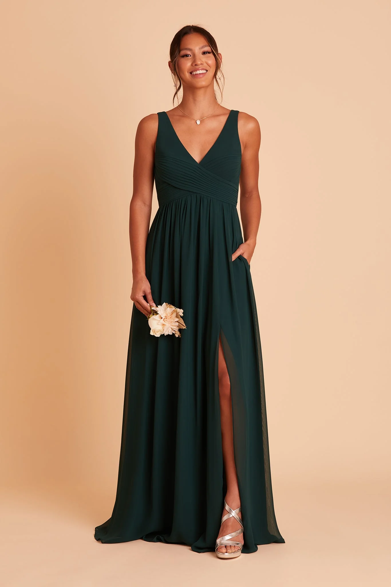 Laurie Chiffon Dress - Emerald - Image 7