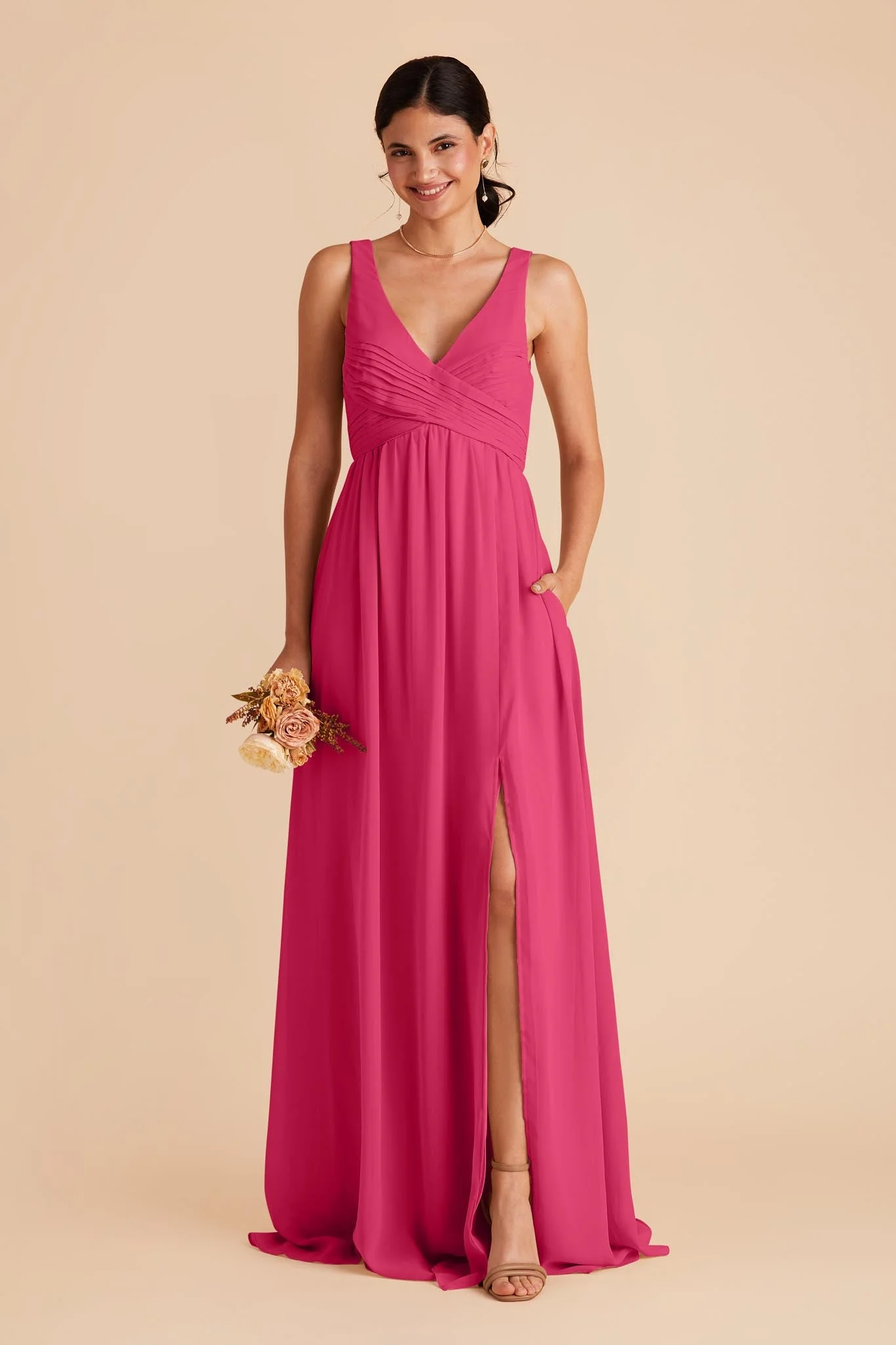 Laurie Chiffon Dress - Fuchsia - Image 5