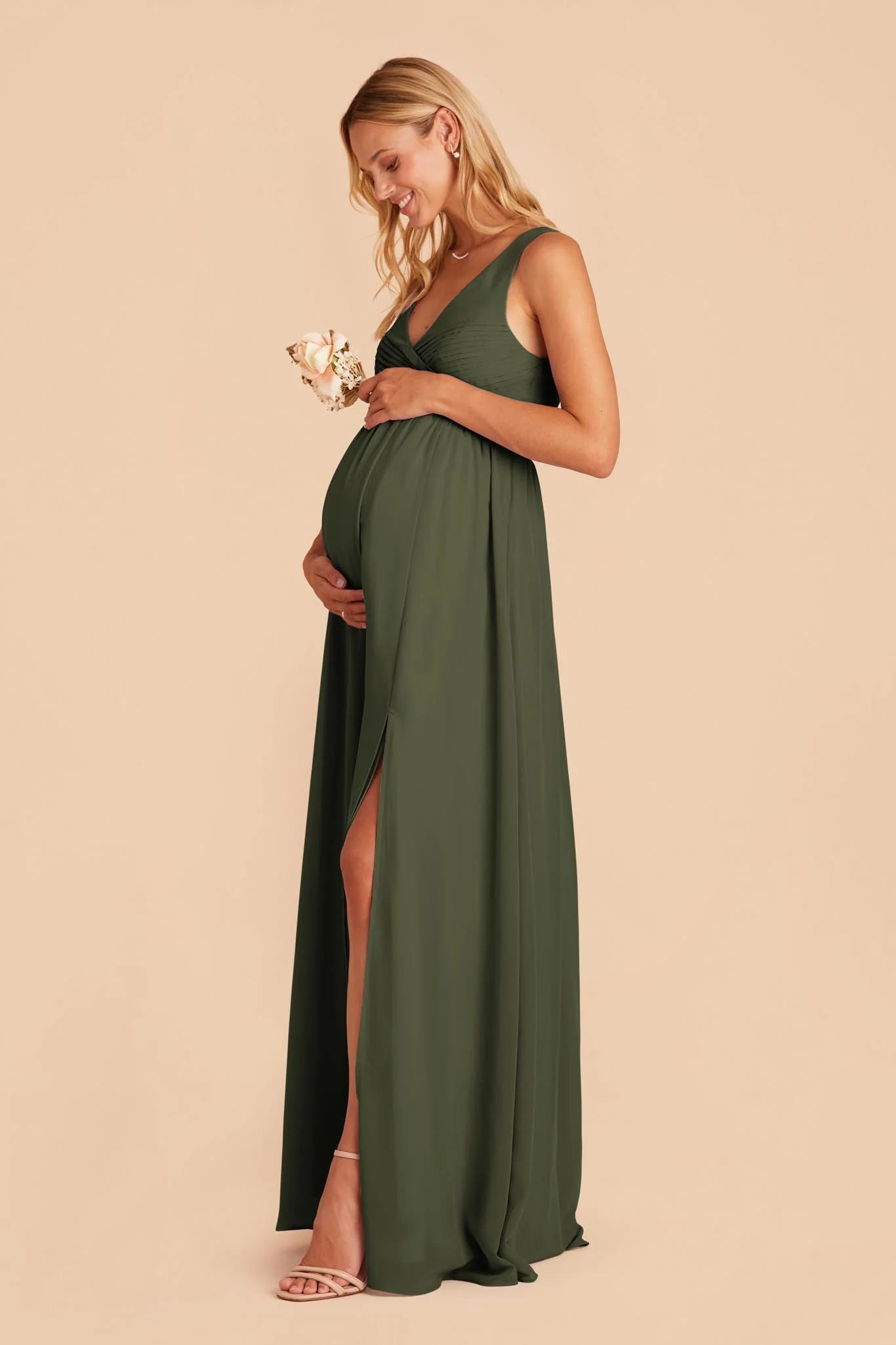 Laurie Chiffon Dress - Olive - Image 2