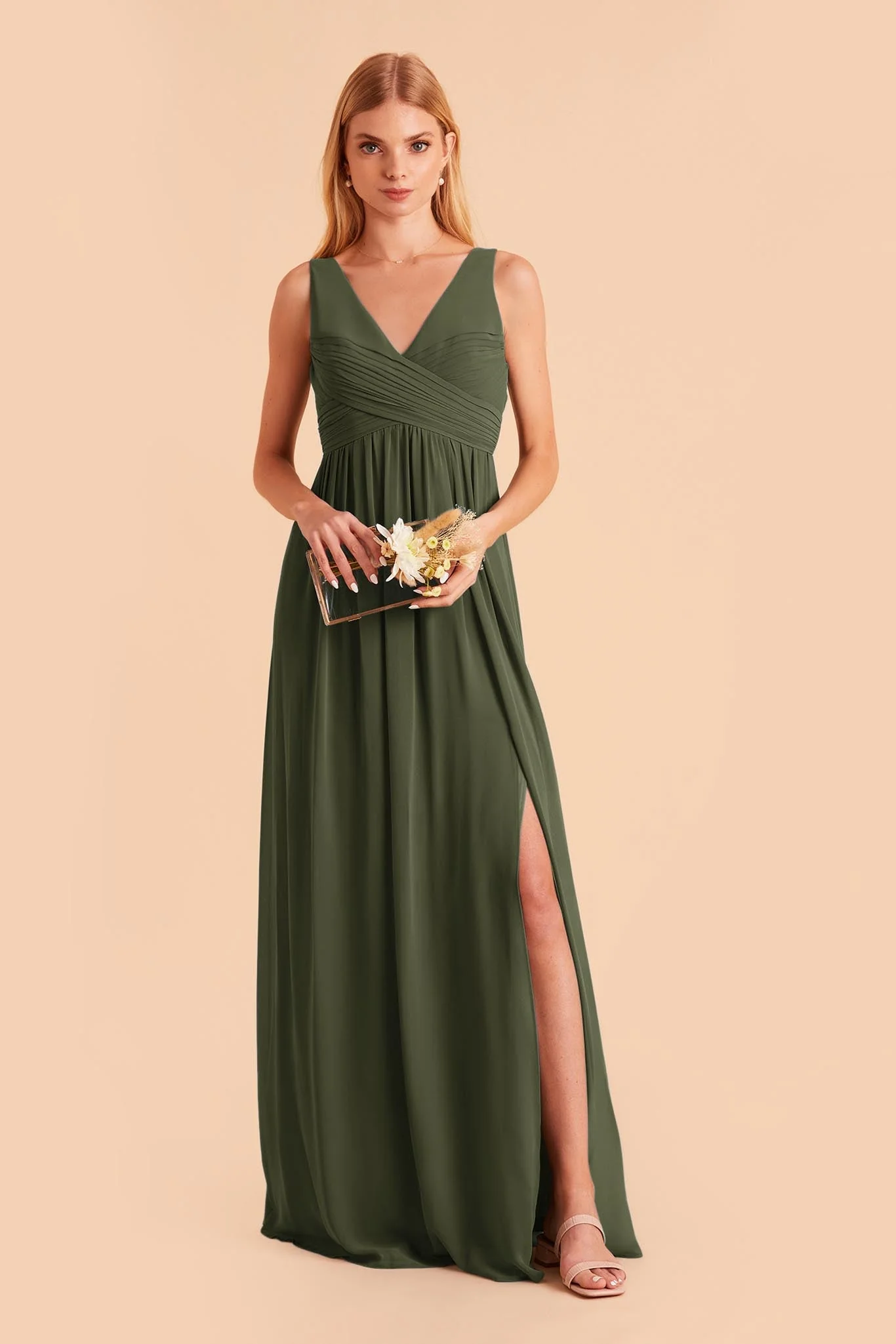 Laurie Chiffon Dress - Olive - Image 4