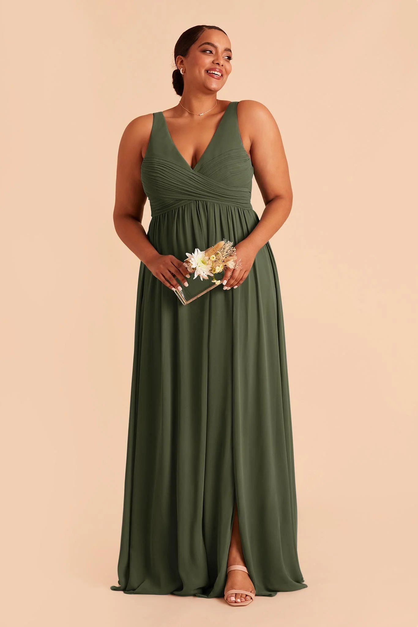 Laurie Chiffon Dress - Olive - Image 7