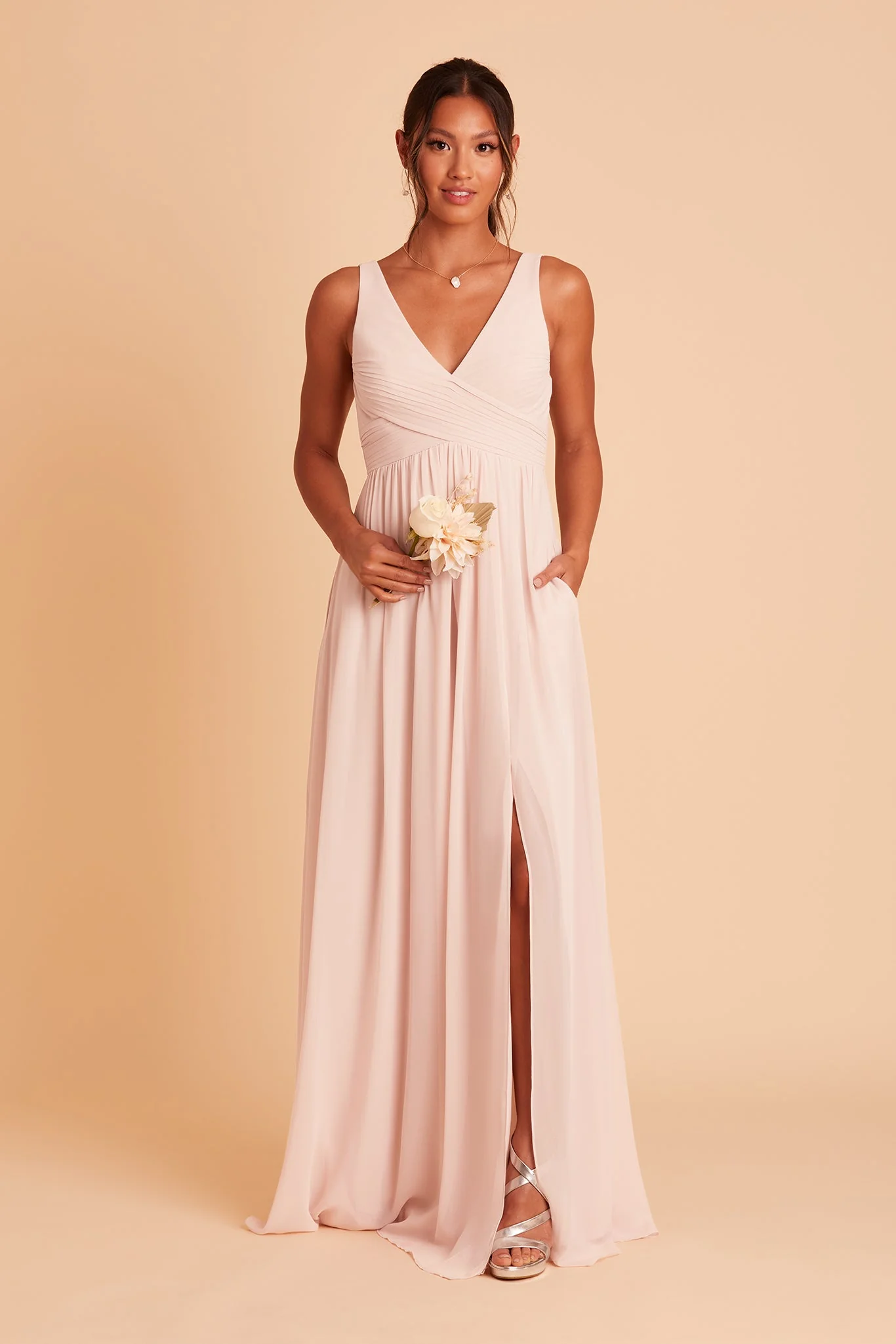 Laurie Chiffon Dress - Pale Blush
