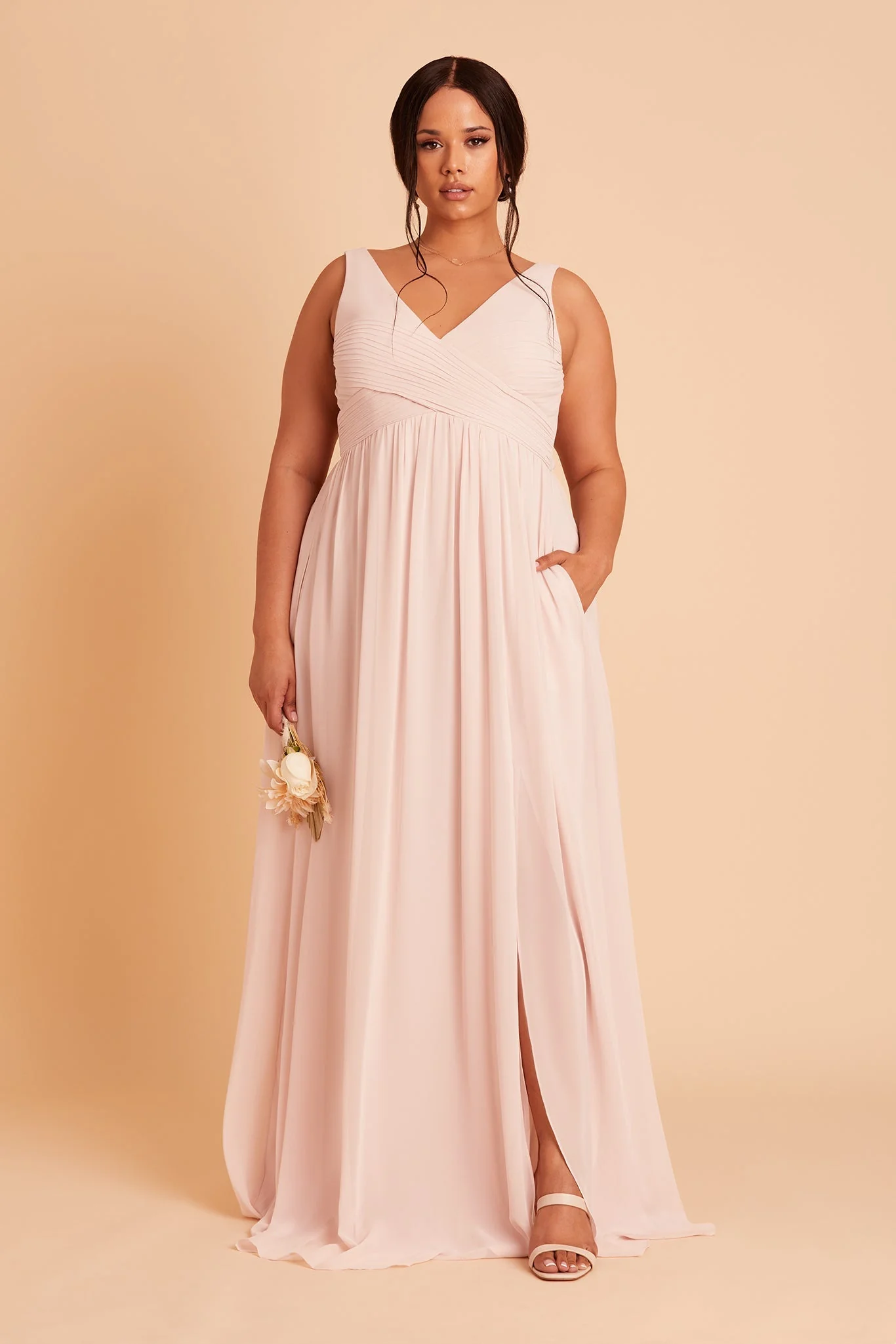 Laurie Chiffon Dress - Pale Blush - Image 11