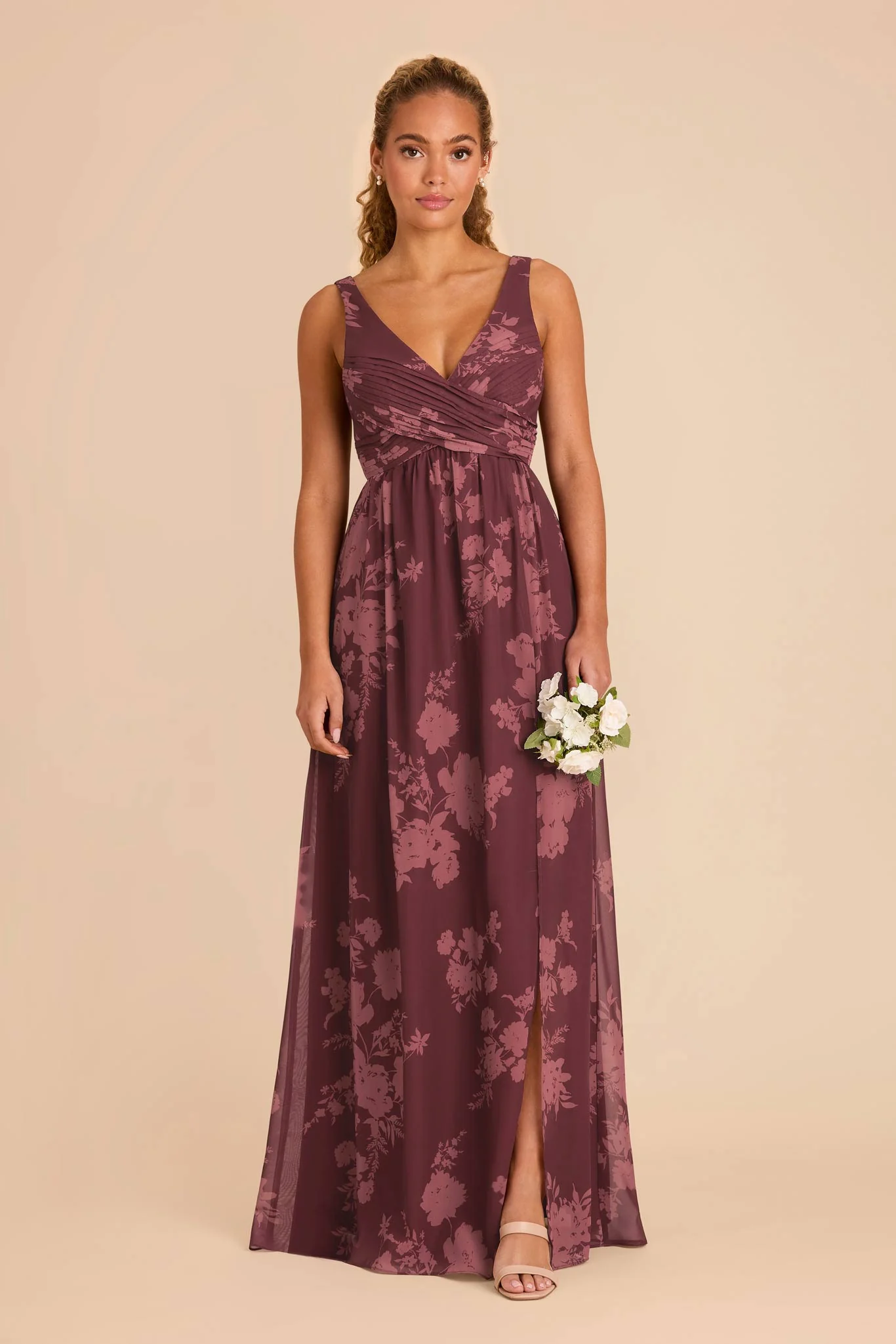 Laurie Chiffon Dress - Sangria Whimsical Blooms