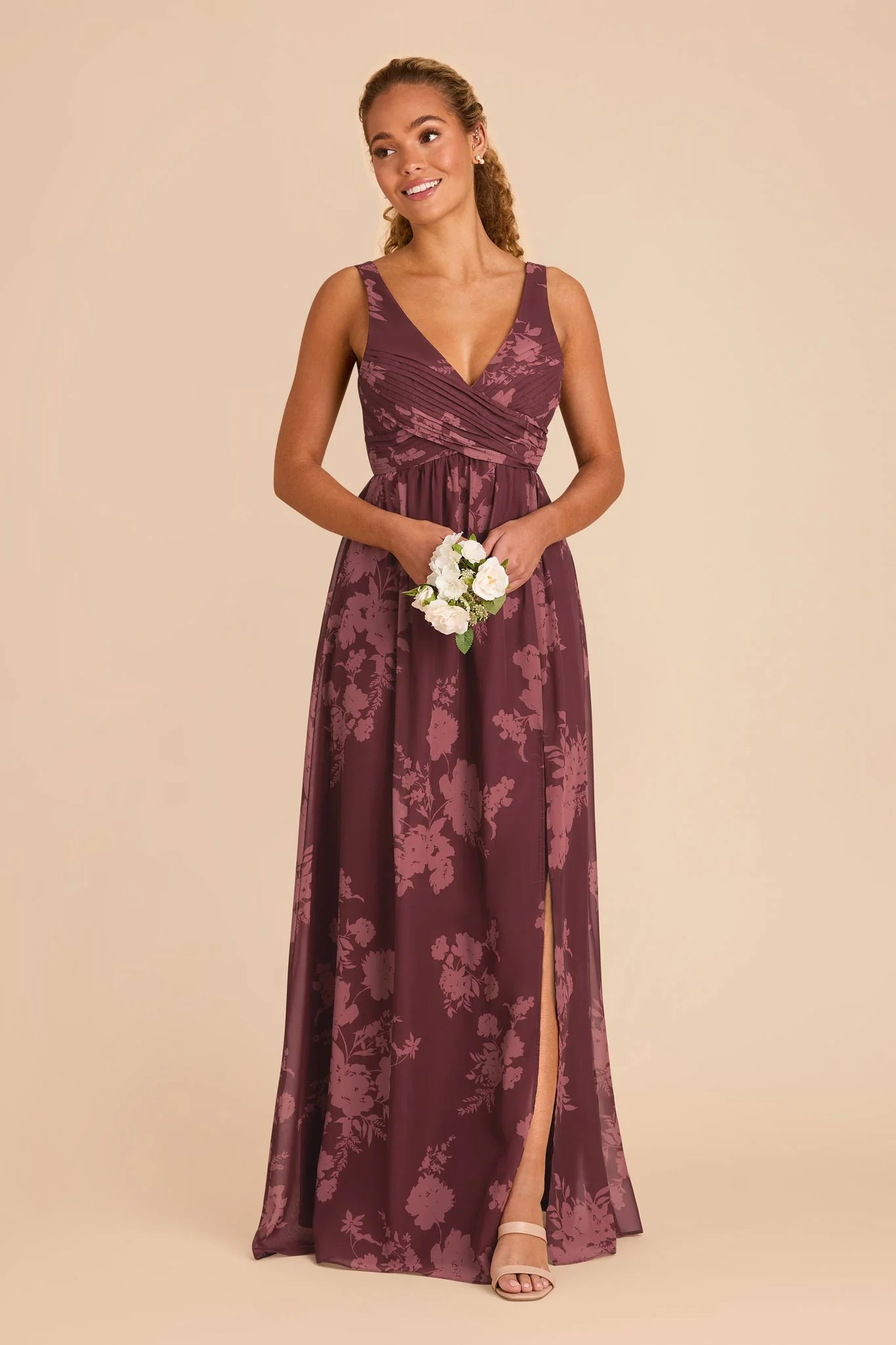 Laurie Chiffon Dress - Sangria Whimsical Blooms - Image 3