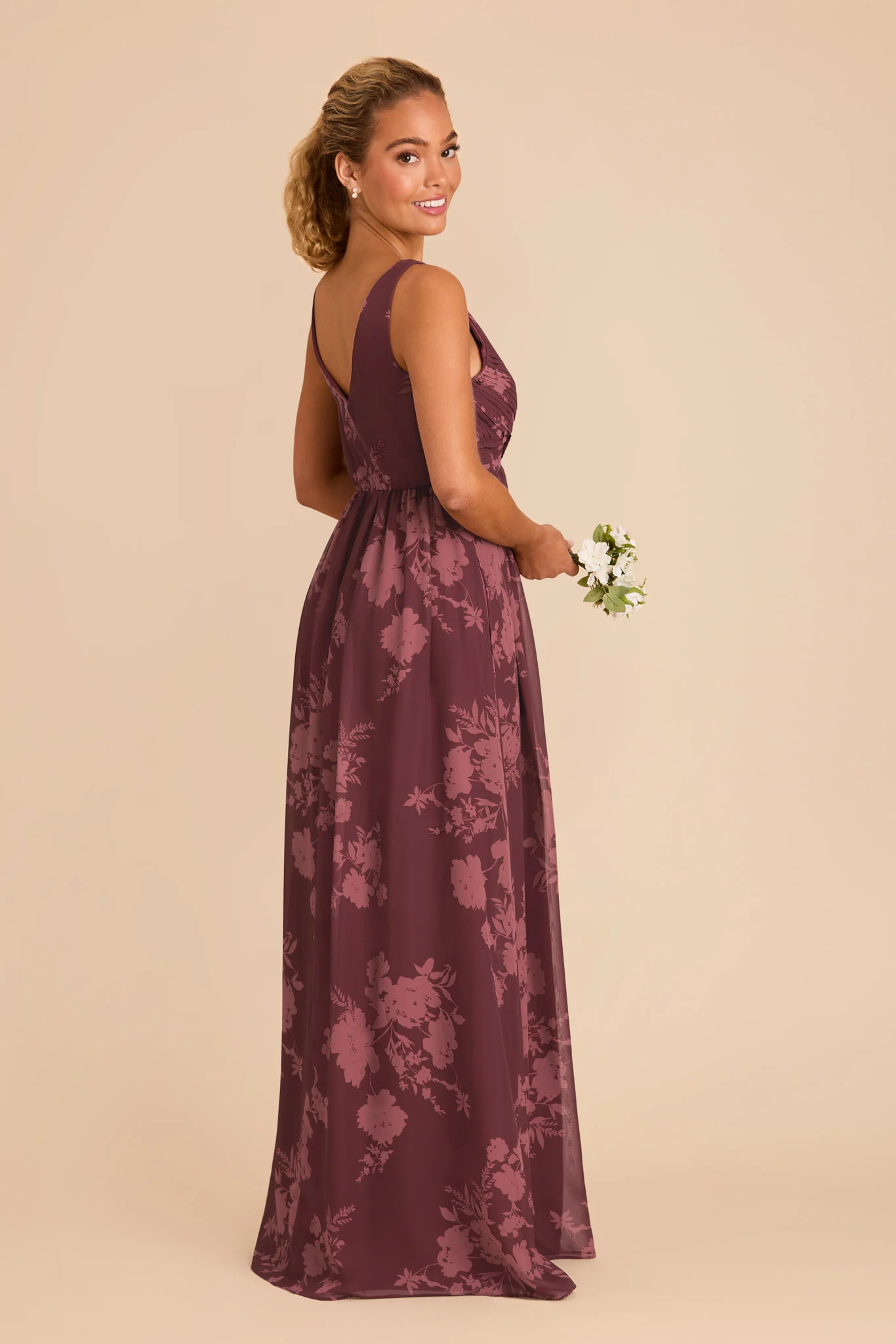 Laurie Chiffon Dress - Sangria Whimsical Blooms - Image 4