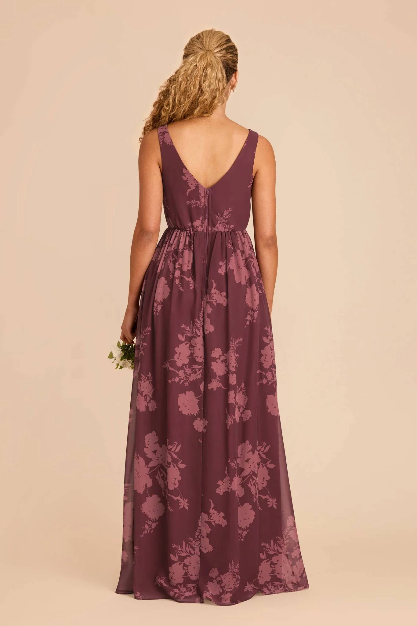 Laurie Chiffon Dress - Sangria Whimsical Blooms - Image 6
