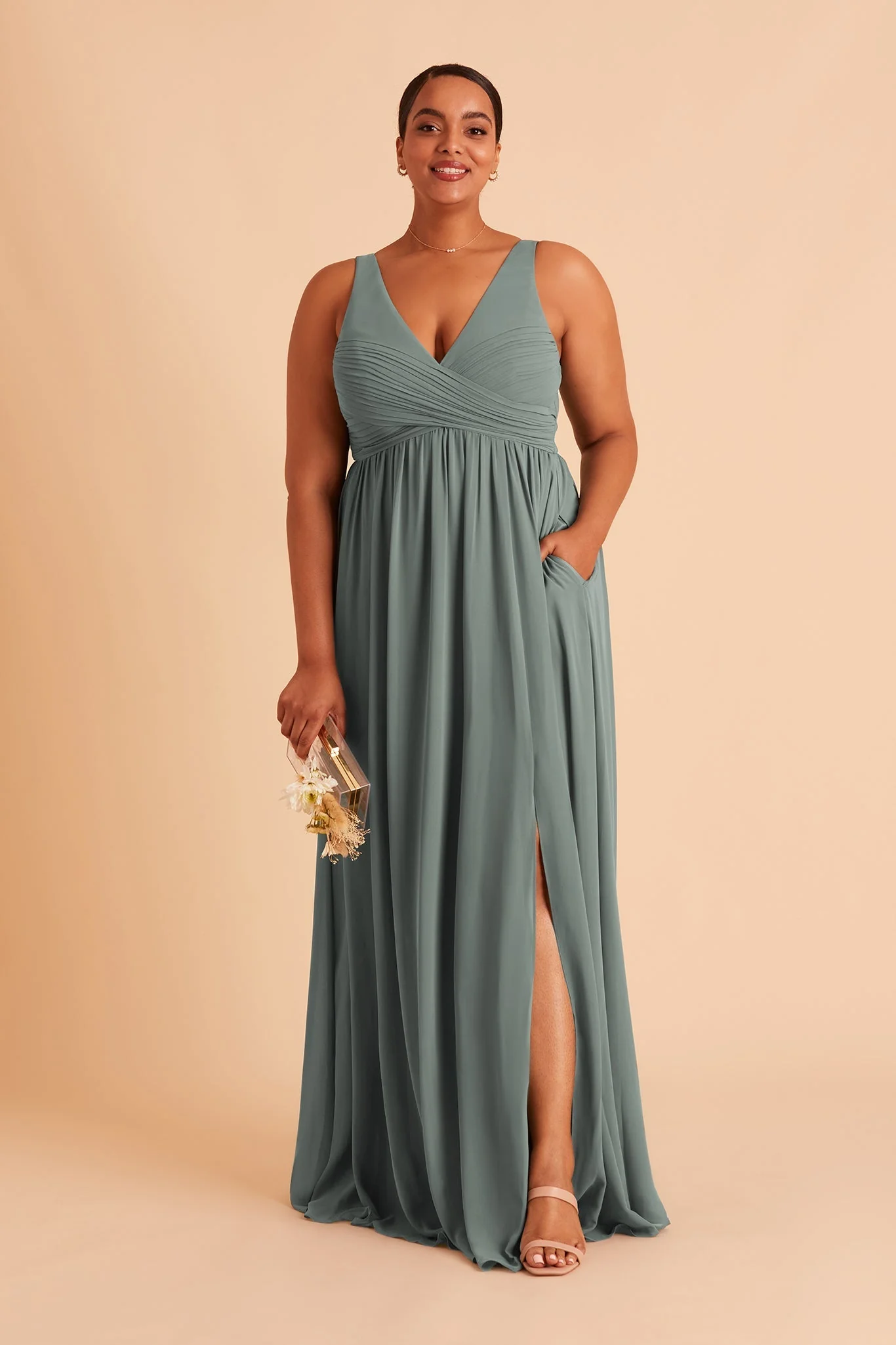 Laurie Chiffon Dress - Sea Glass - Image 8