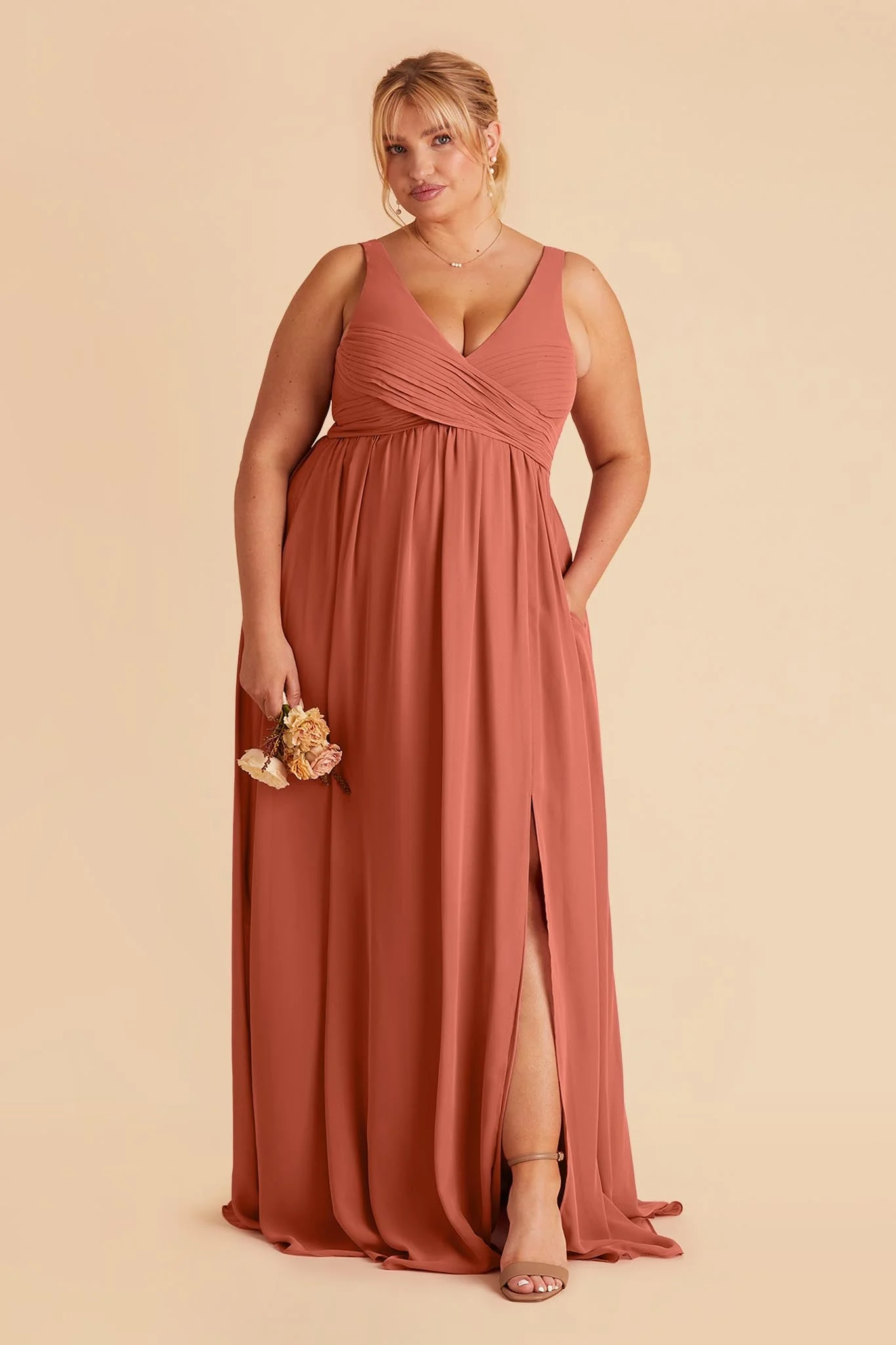 Laurie Chiffon Dress - Terracotta - Image 7