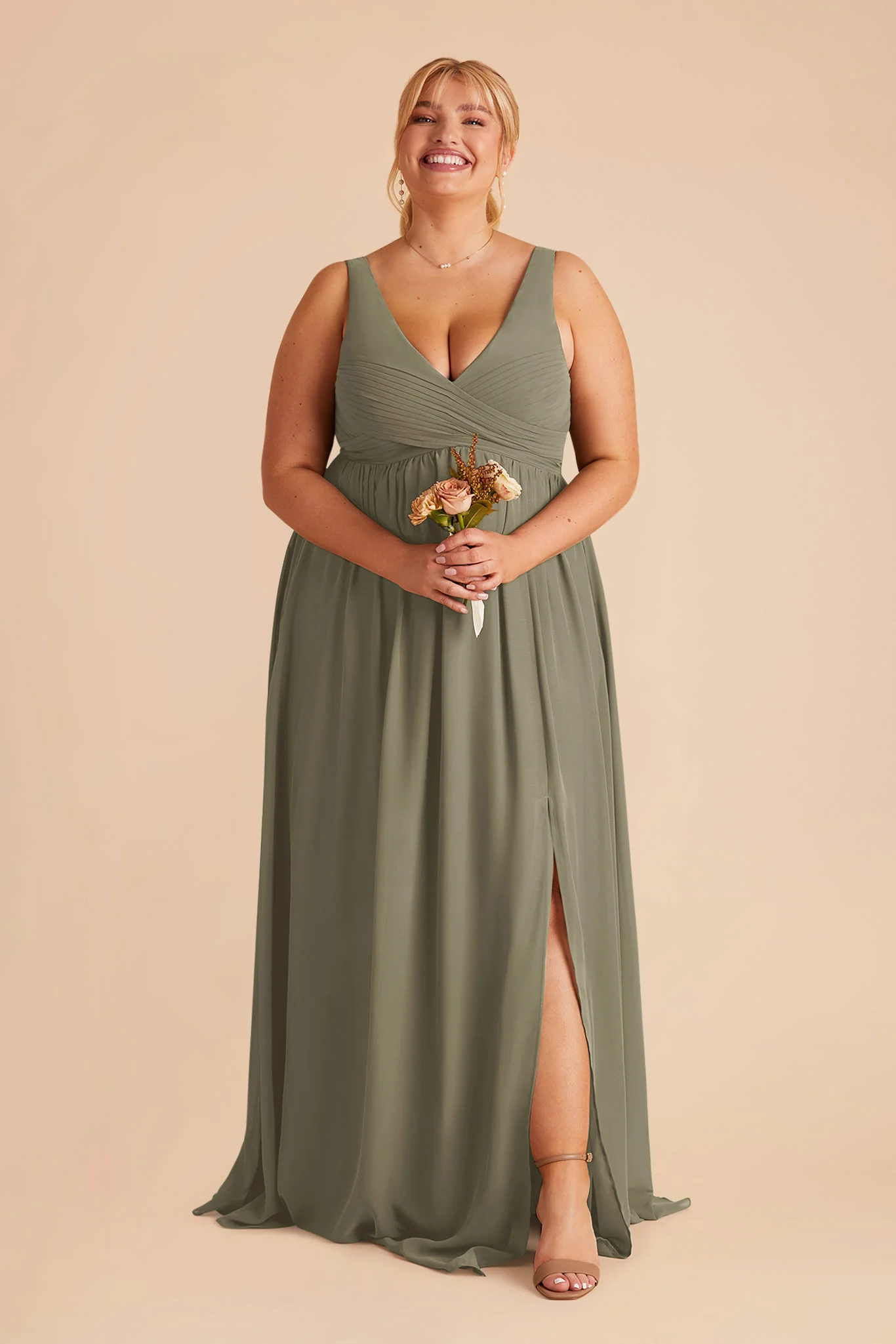 Laurie Chiffon Dress - Thyme - Image 11