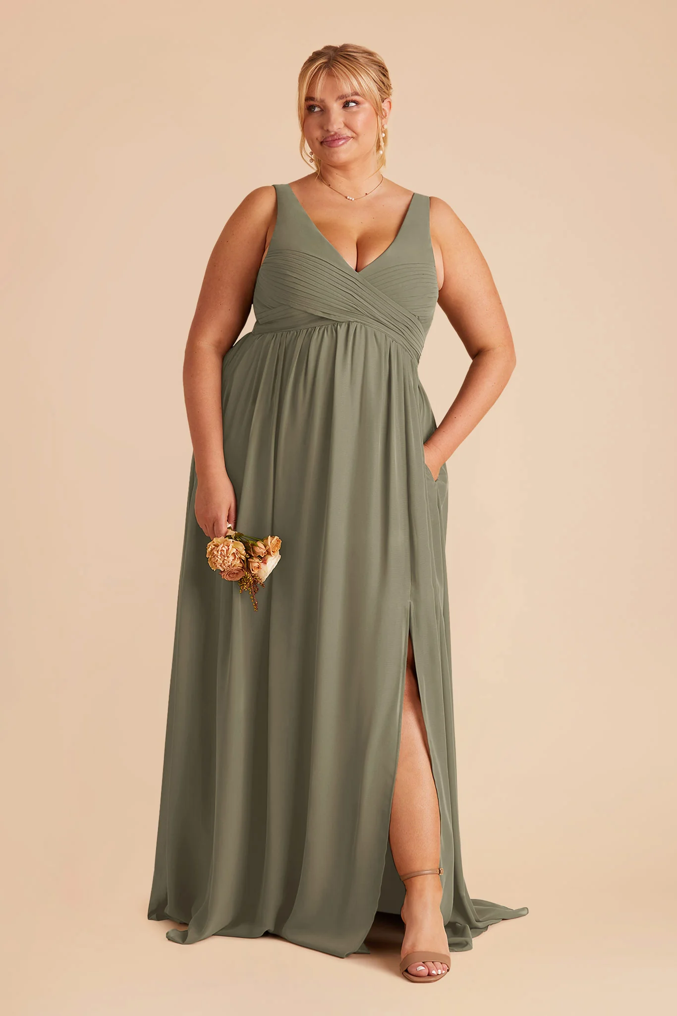 Laurie Chiffon Dress - Thyme - Image 13