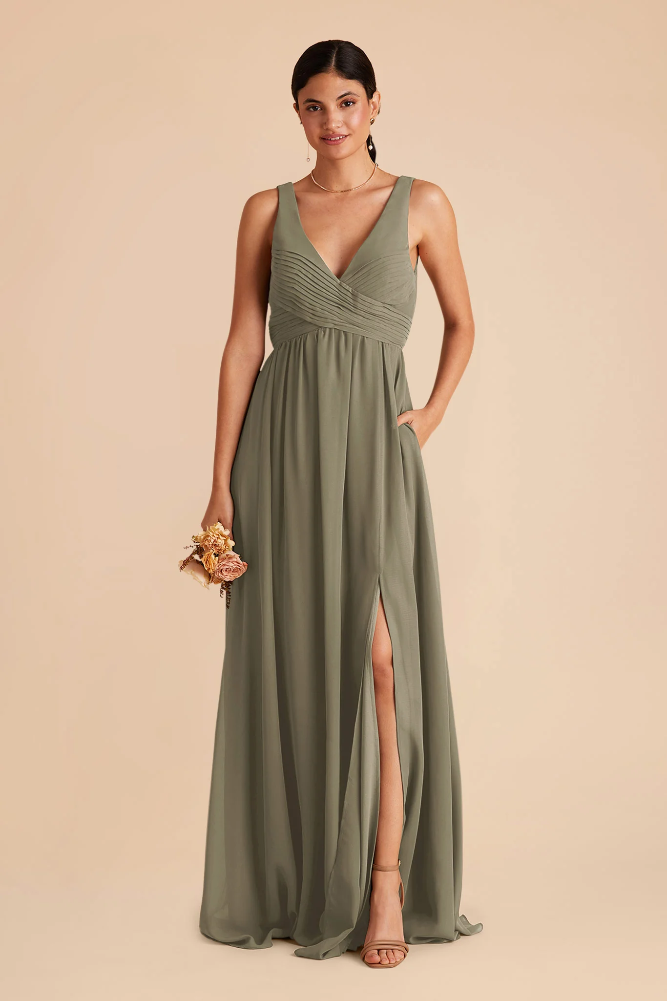 Laurie Chiffon Dress - Thyme - Image 5