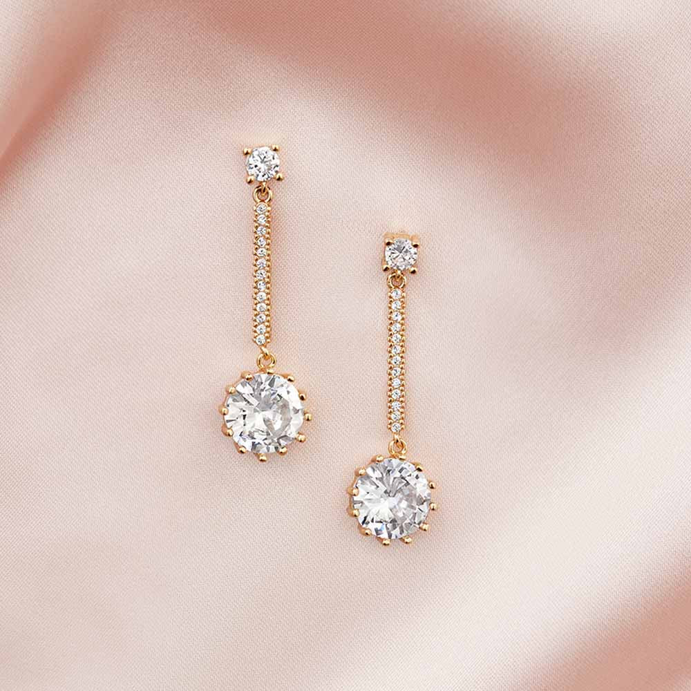 Lille Petit Crystal Drop Earrings - Gold - Image 2