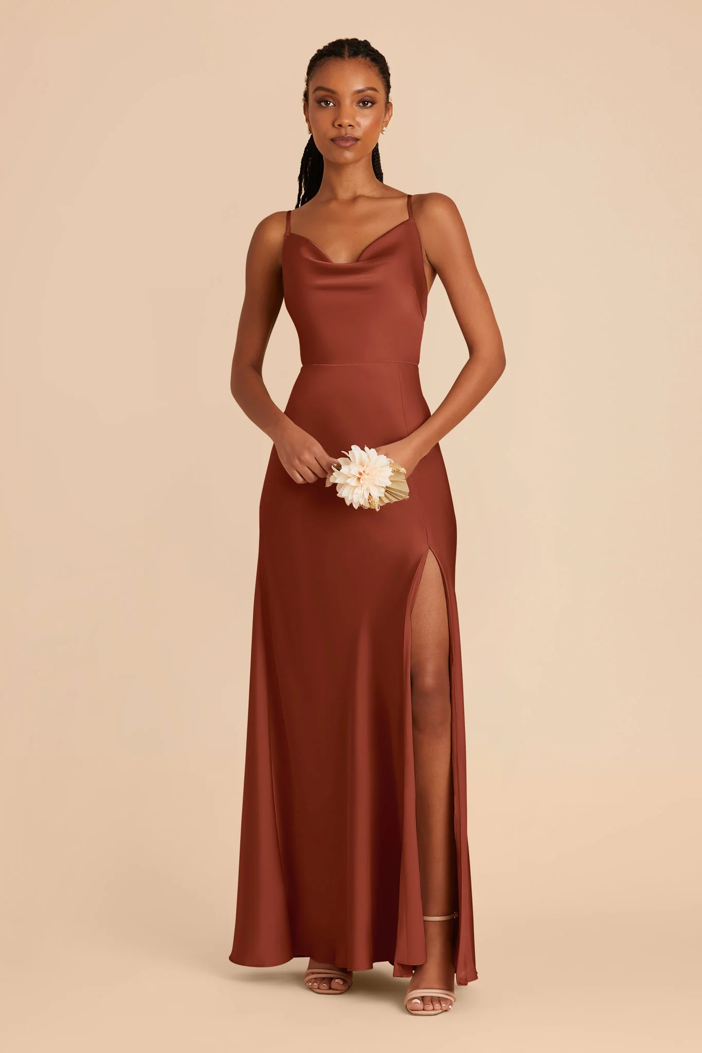 Lisa Matte Satin Dress - Auburn