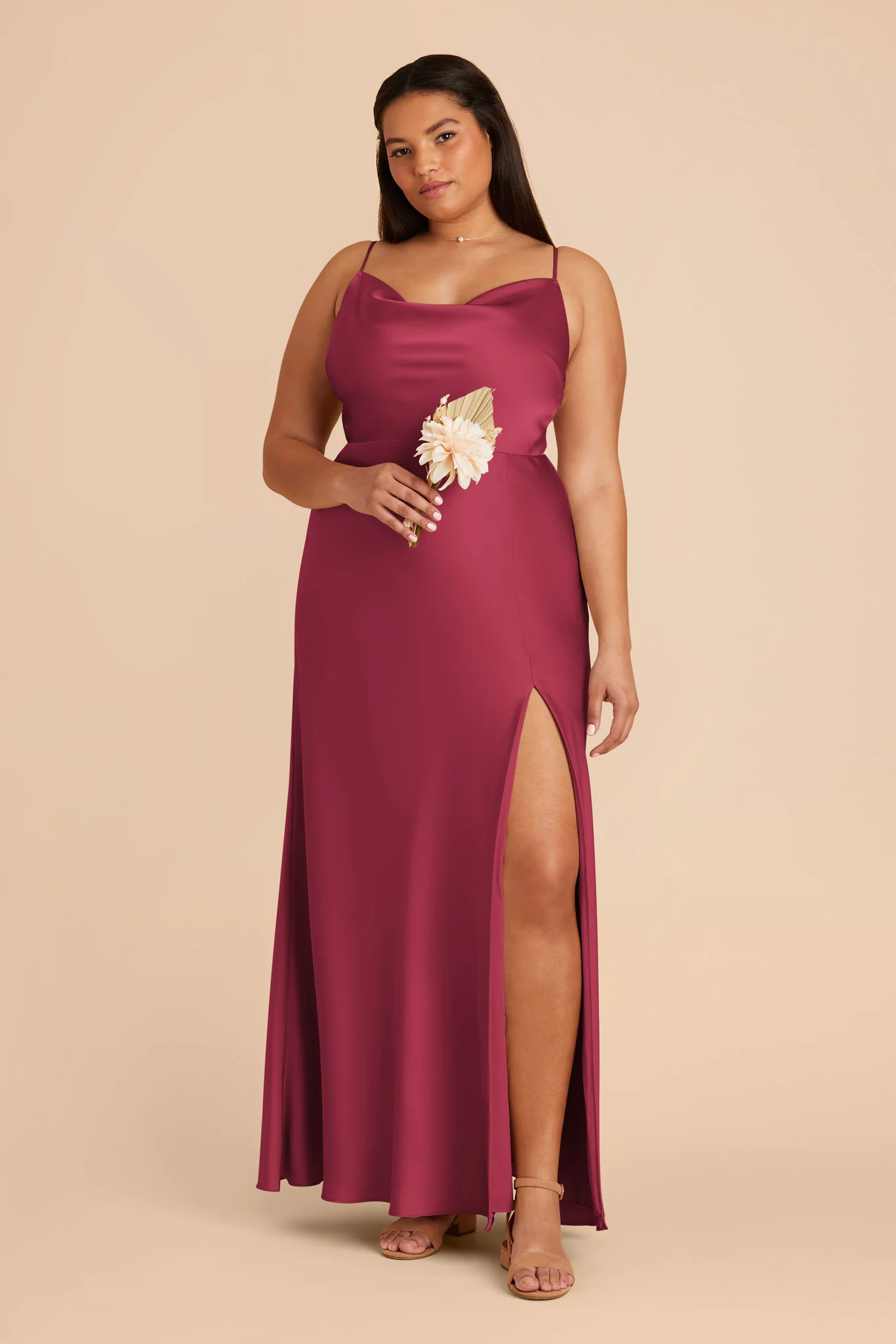 Lisa Matte Satin Dress - Berry - Image 2