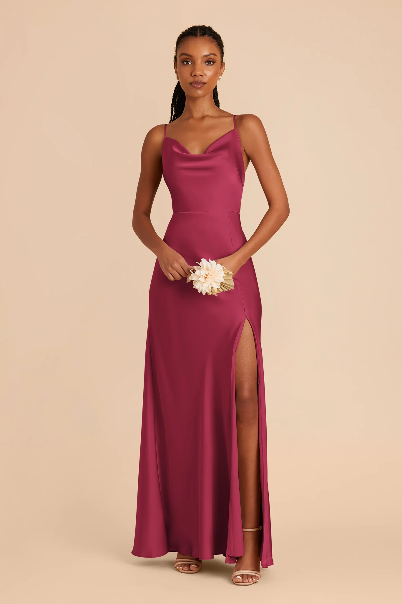 Lisa Matte Satin Dress - Berry - Image 3