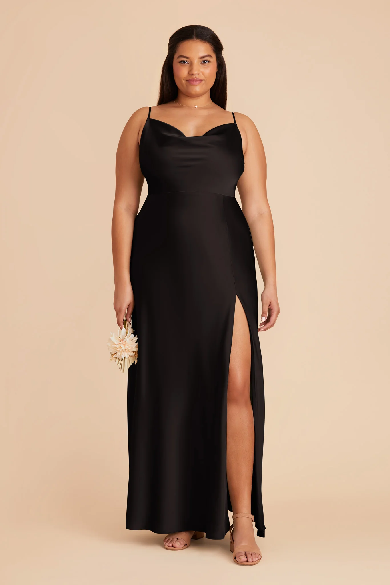 Lisa Matte Satin Dress - Black - Image 2
