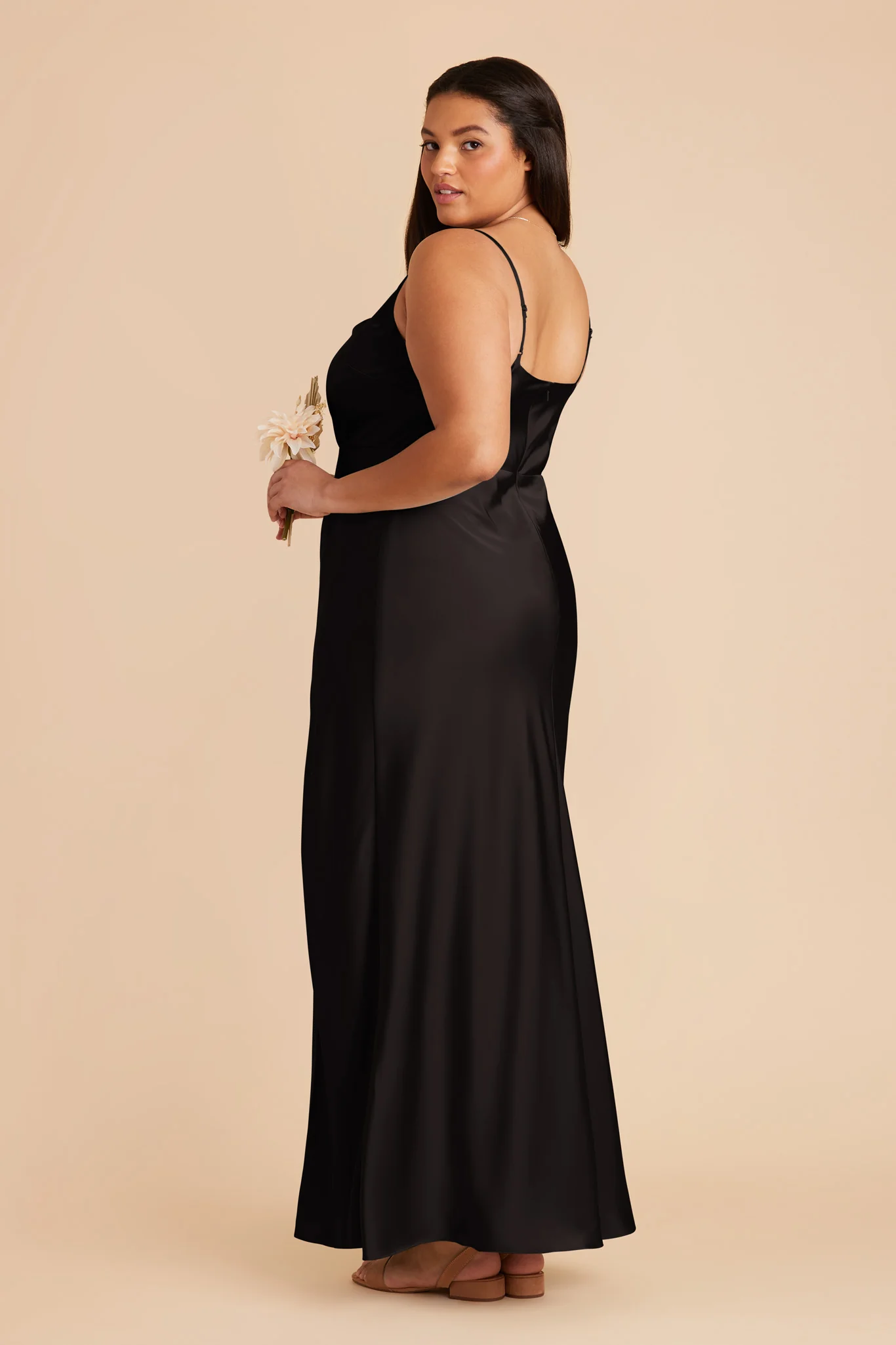 Lisa Matte Satin Dress - Black - Image 8