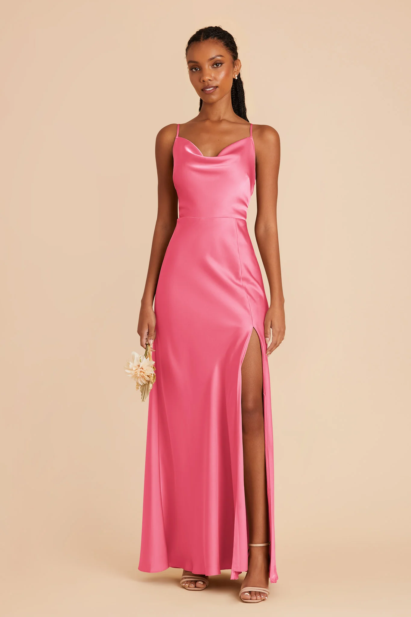 Lisa Matte Satin Dress - Bon Bon Pink