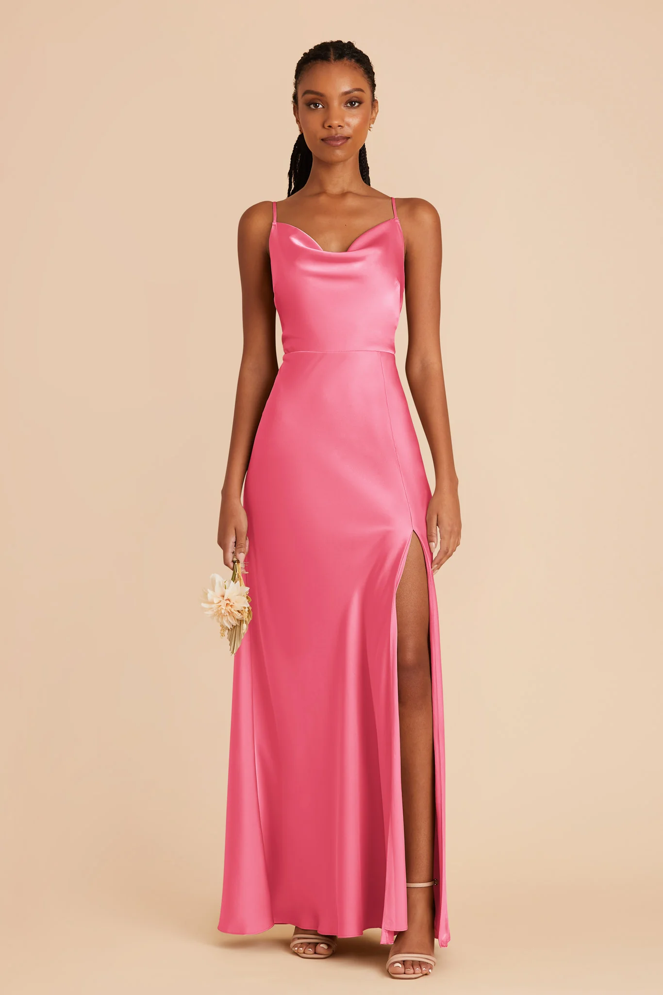 Lisa Matte Satin Dress - Bon Bon Pink - Image 3