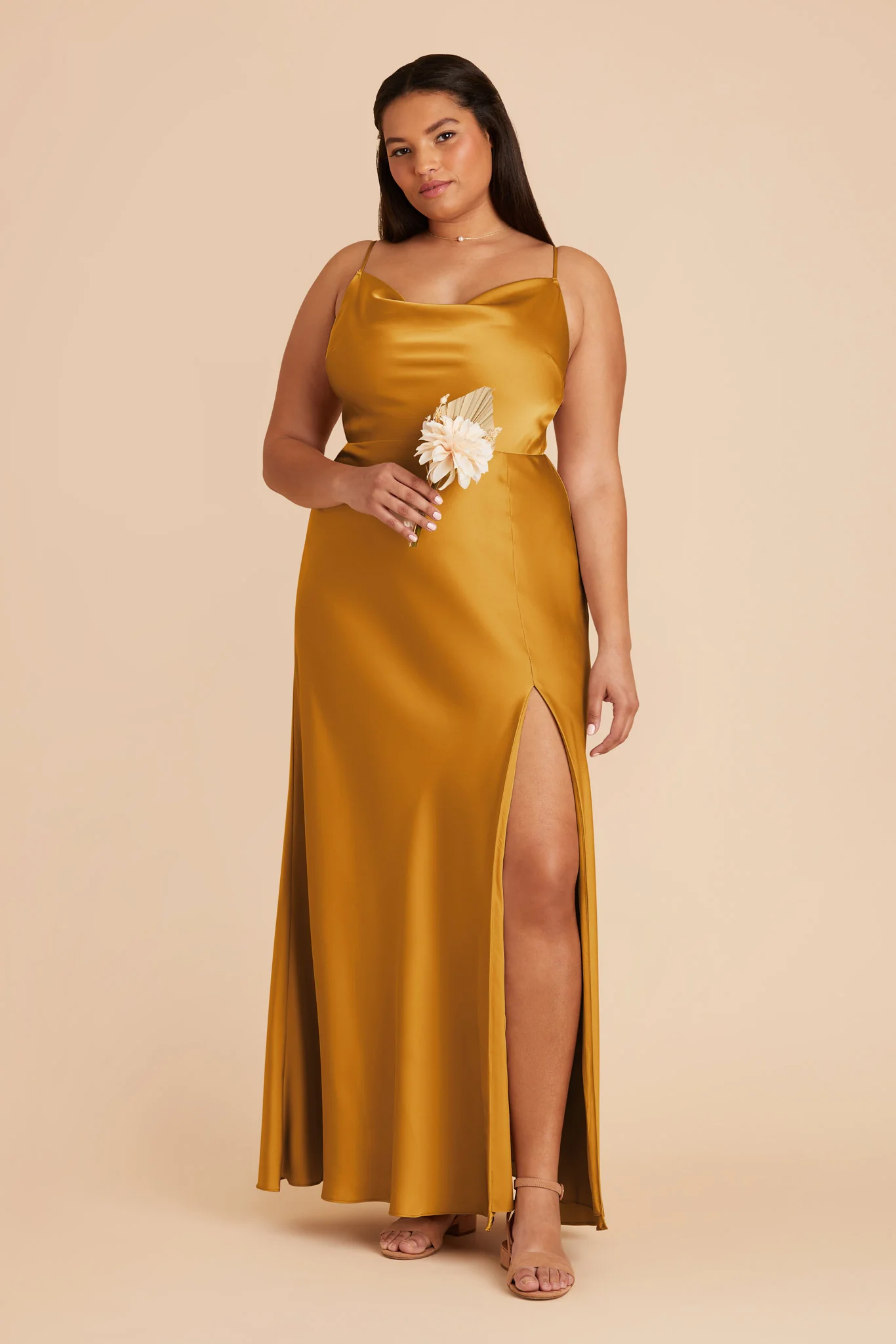 Lisa Matte Satin Dress - Butterscotch - Image 6