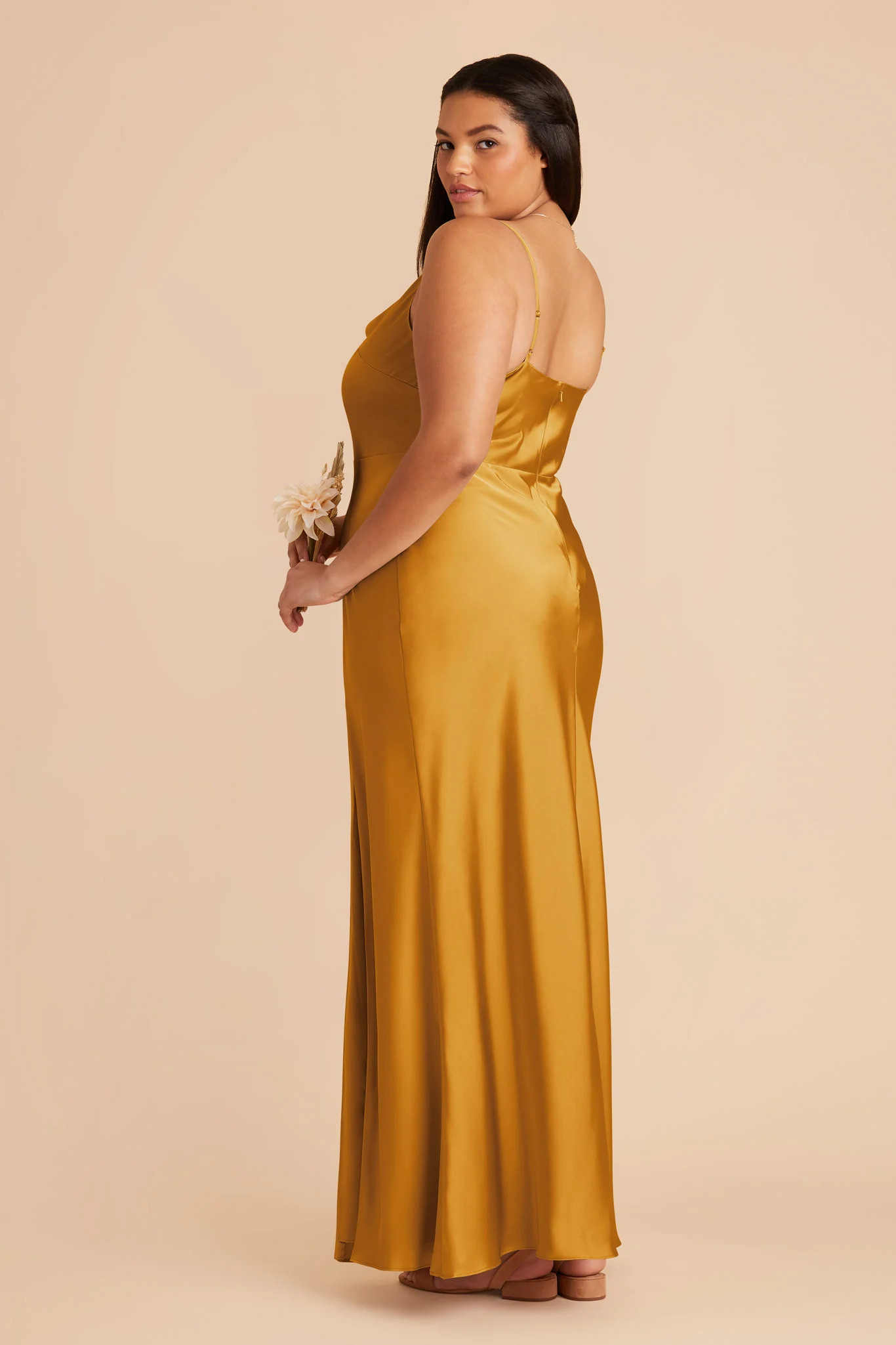 Lisa Matte Satin Dress - Butterscotch - Image 7
