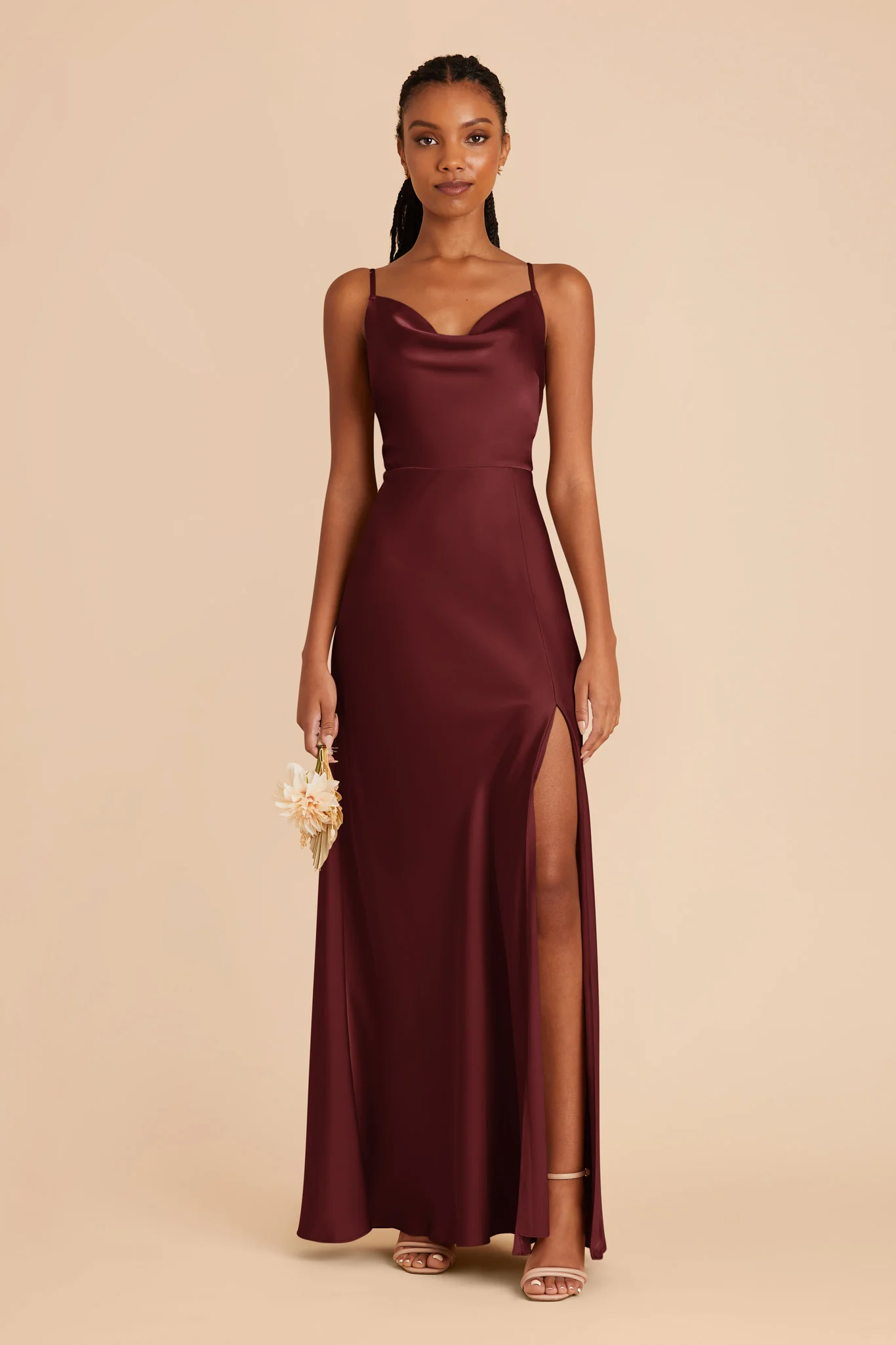 Lisa Matte Satin Dress - Cabernet
