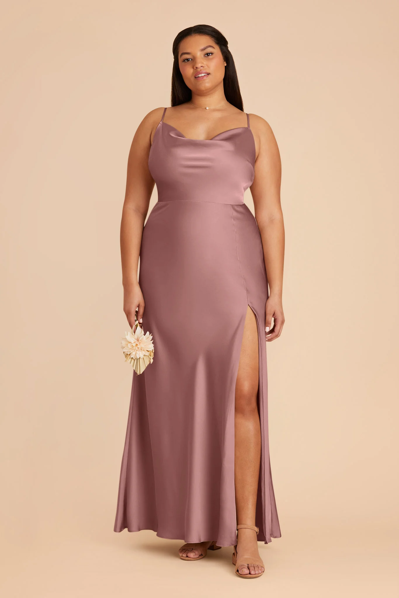 Lisa Matte Satin Dress - Dark Mauve - Image 2