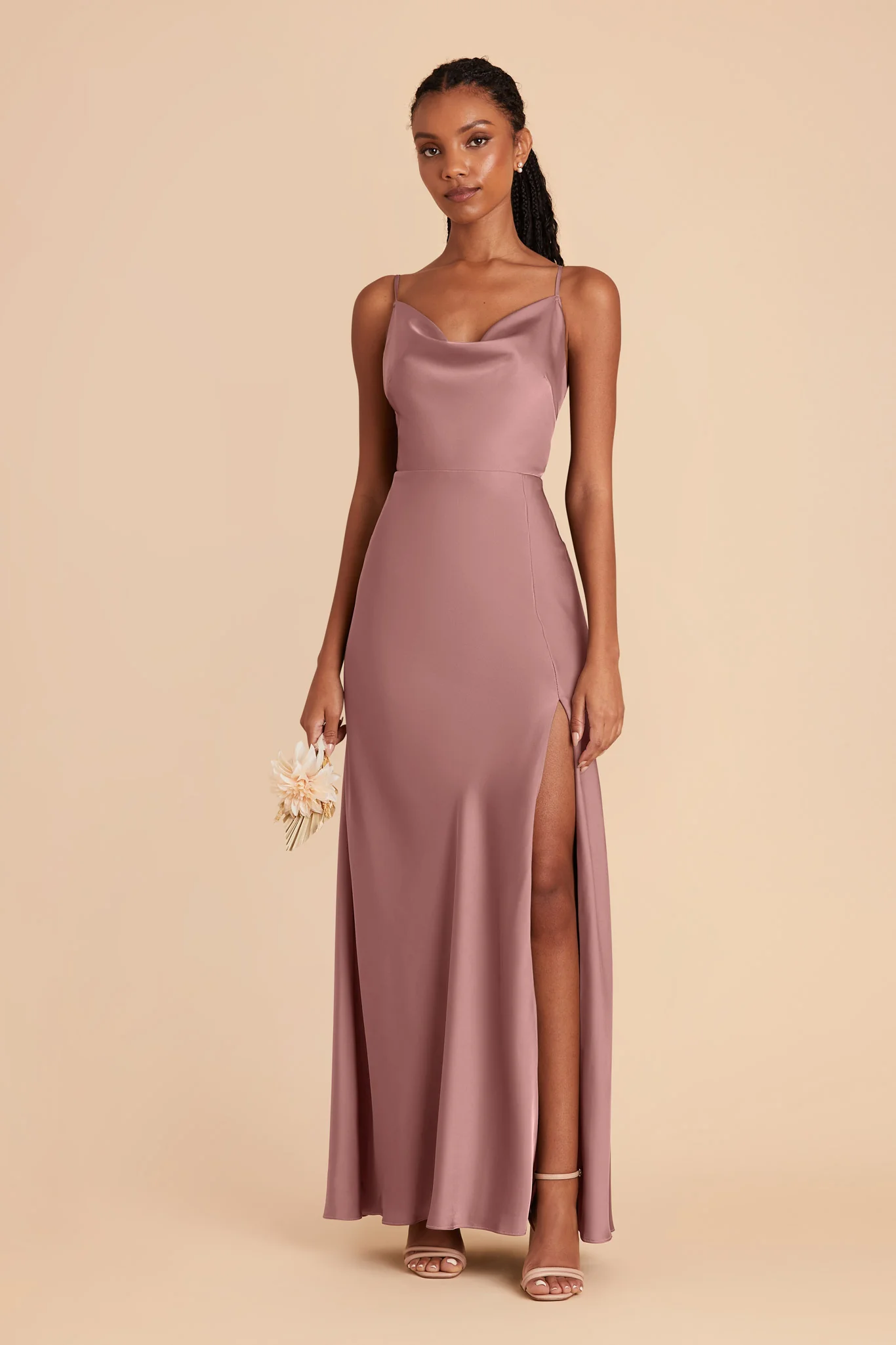 Lisa Matte Satin Dress - Dark Mauve - Image 3
