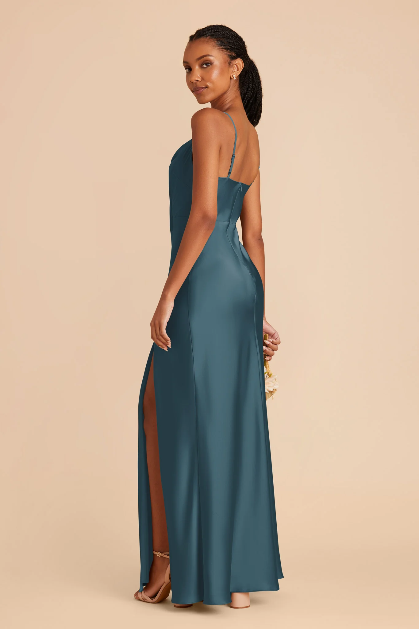 Lisa Matte Satin Dress - Dark Teal - Image 4