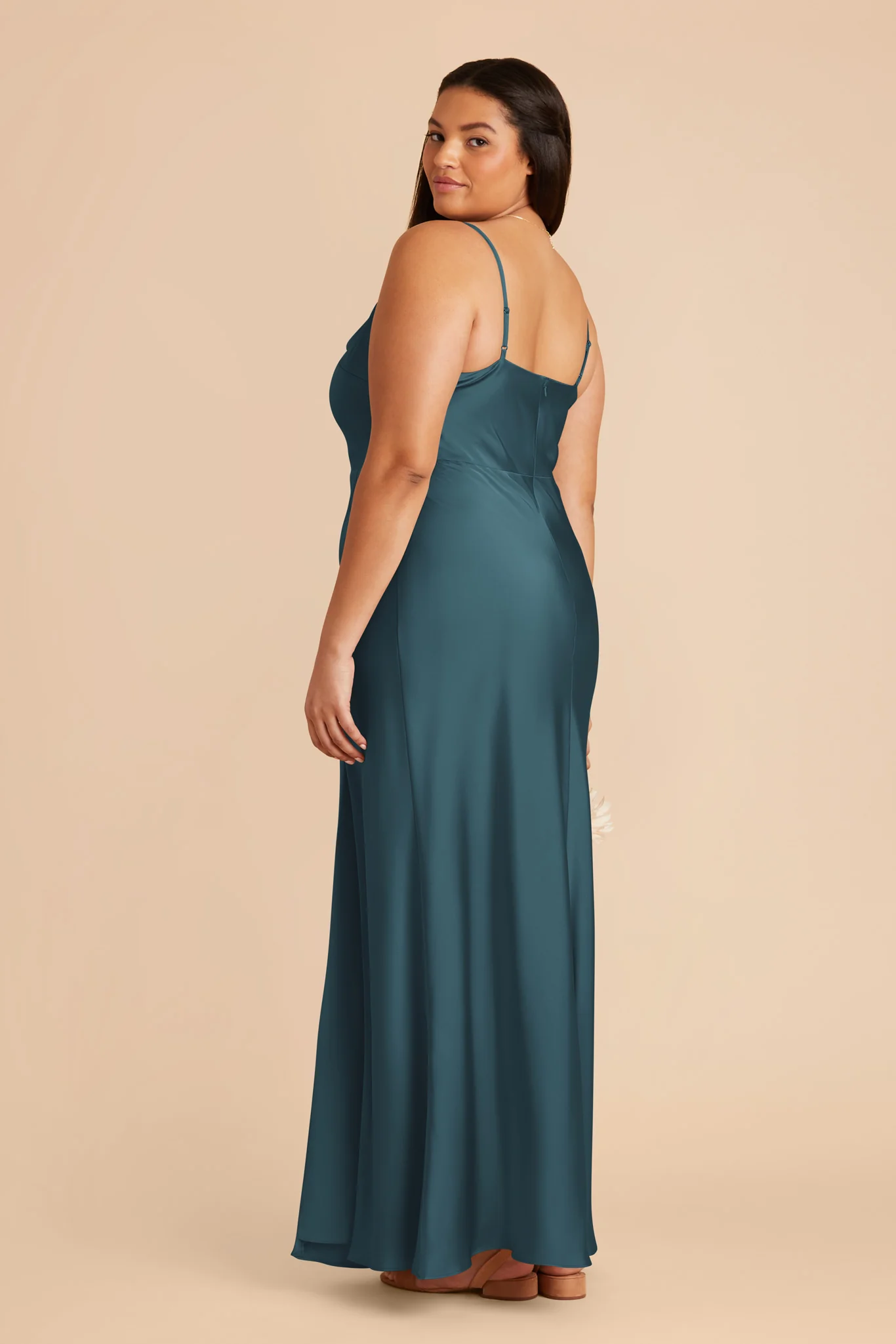 Lisa Matte Satin Dress - Dark Teal - Image 7