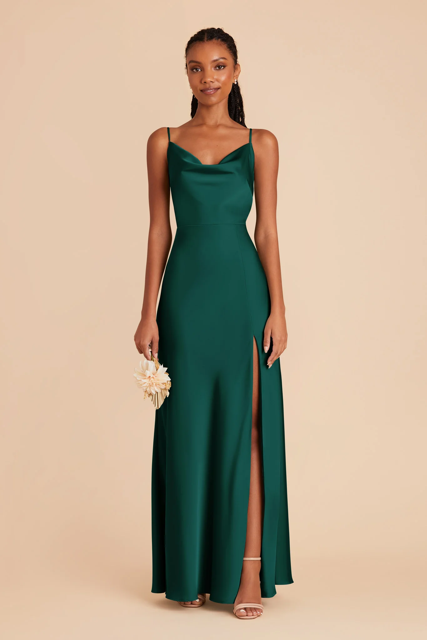 Lisa Matte Satin Dress - Emerald - Image 3