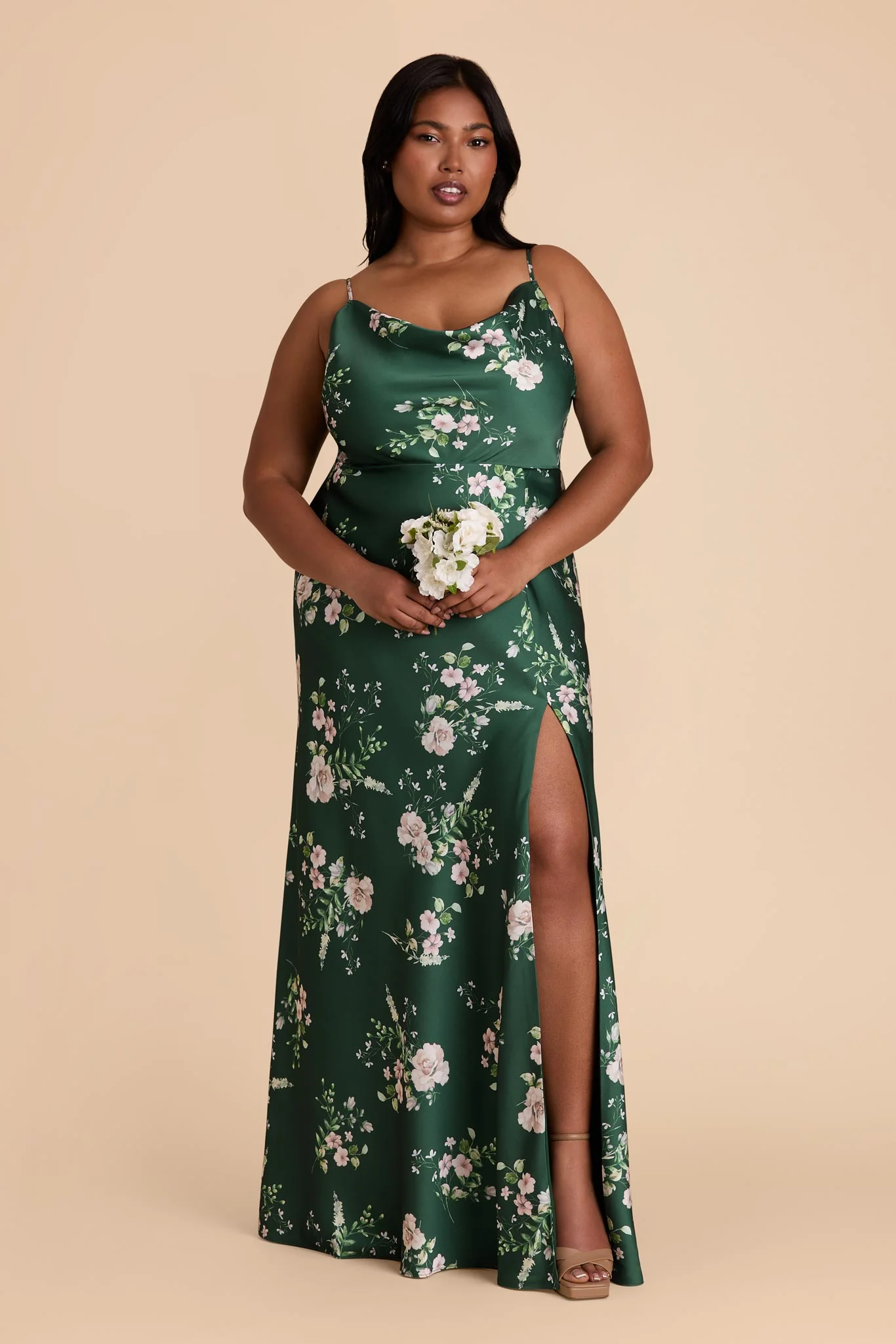 Lisa Matte Satin Dress - Emerald Garden Party - Image 2