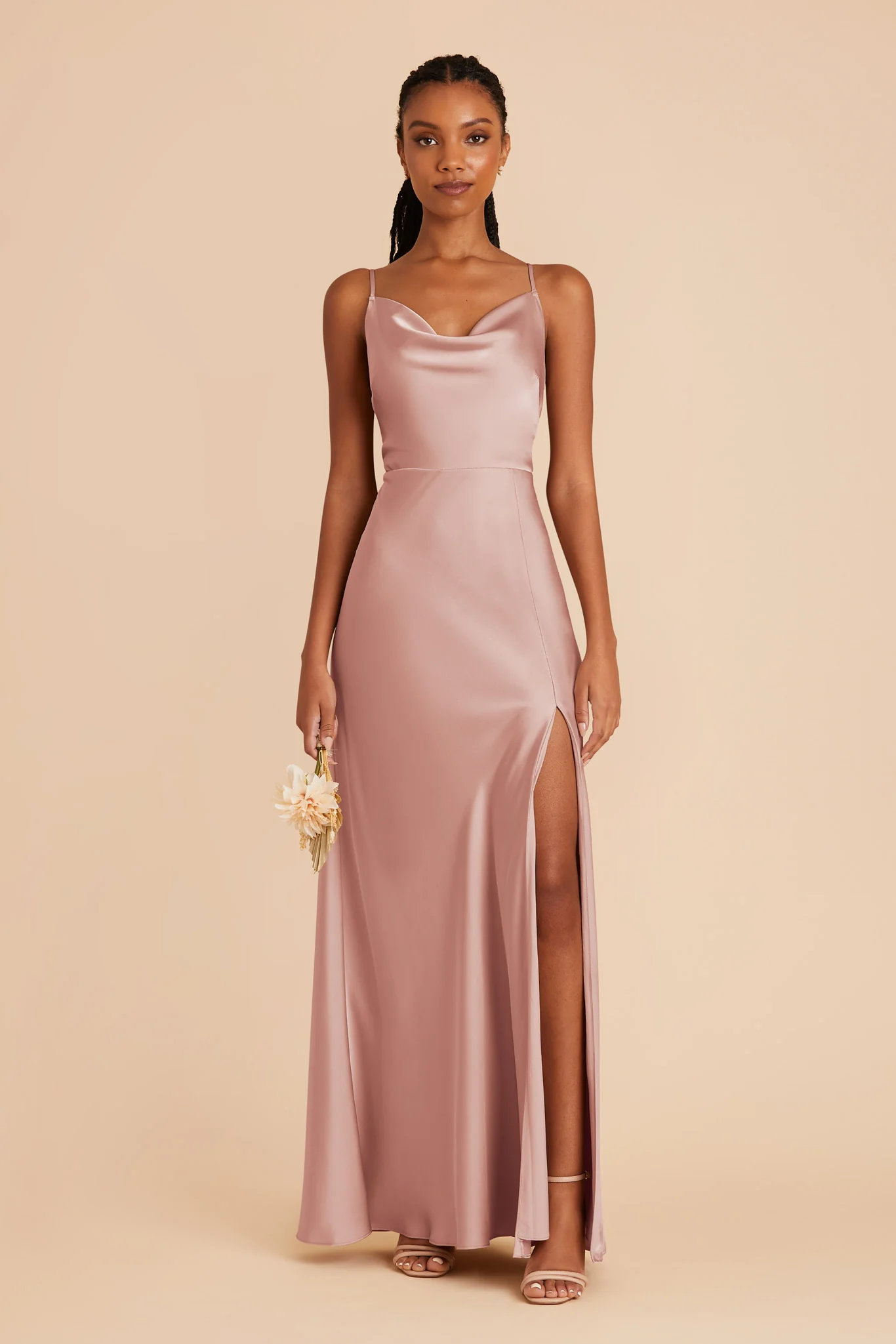 Lisa Matte Satin Dress - English Rose