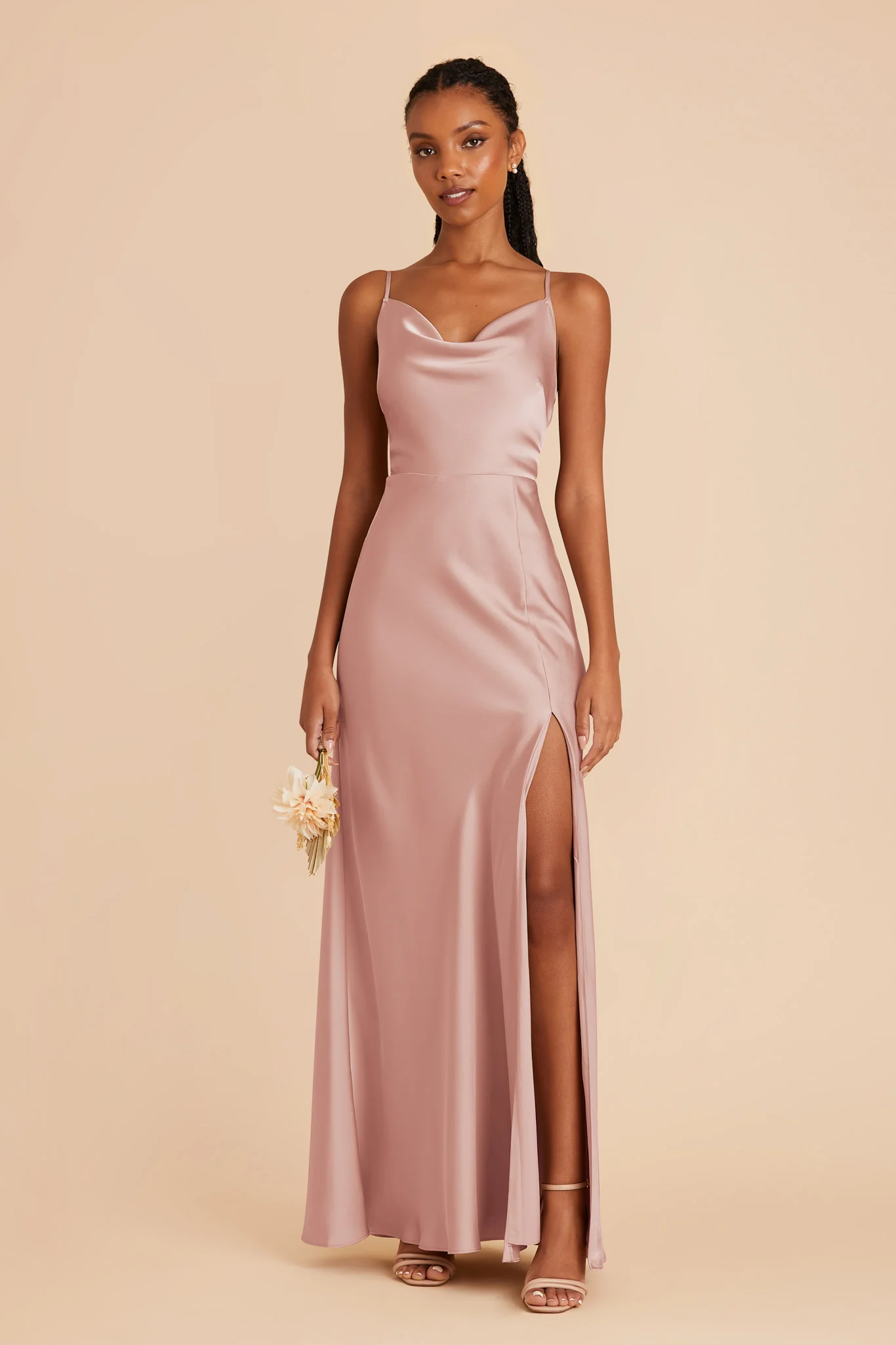 Lisa Matte Satin Dress - English Rose - Image 3