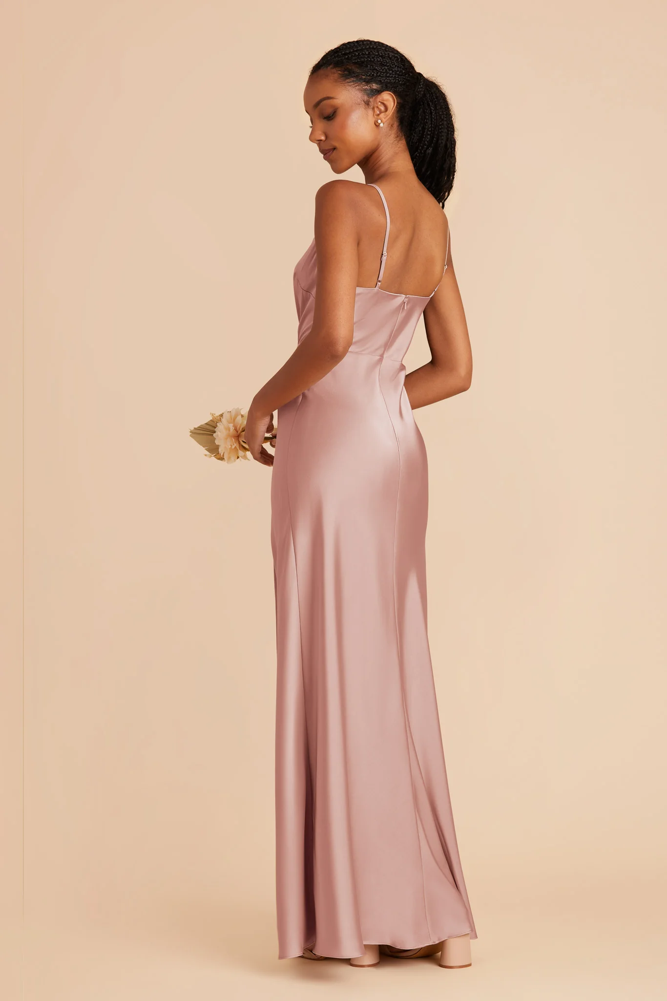 Lisa Matte Satin Dress - English Rose - Image 4