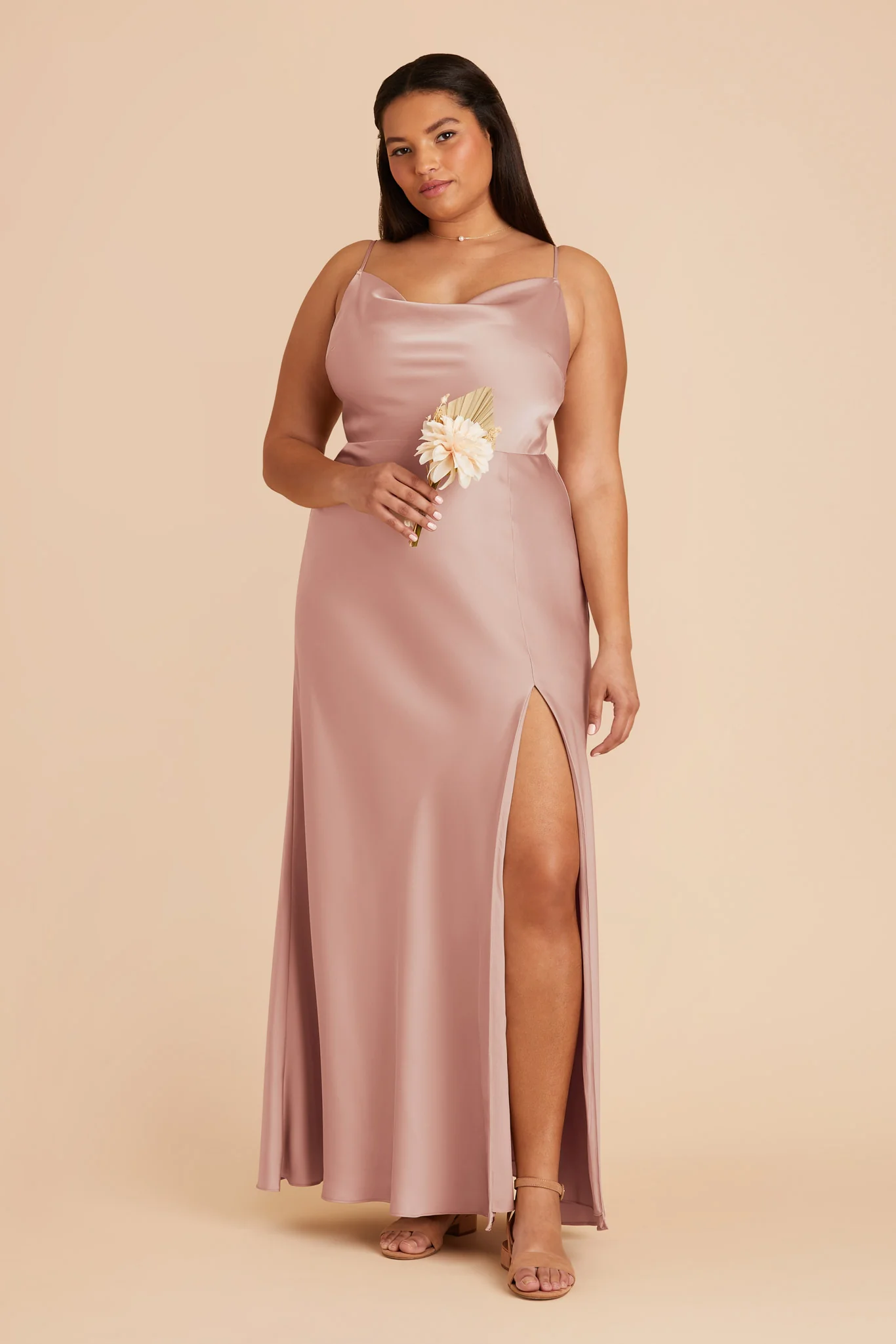 Lisa Matte Satin Dress - English Rose - Image 6