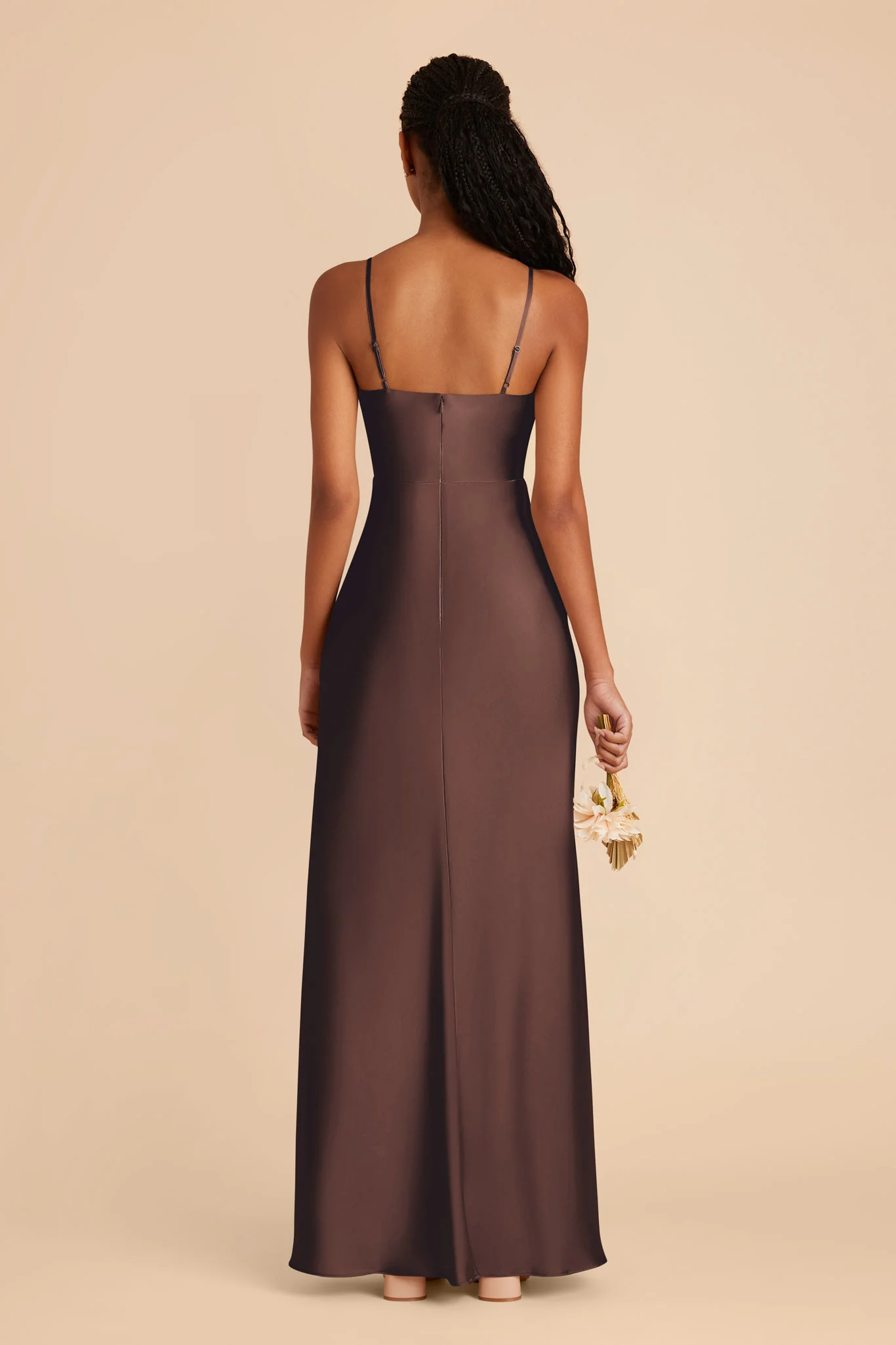 Lisa Matte Satin Dress - Espresso - Image 5