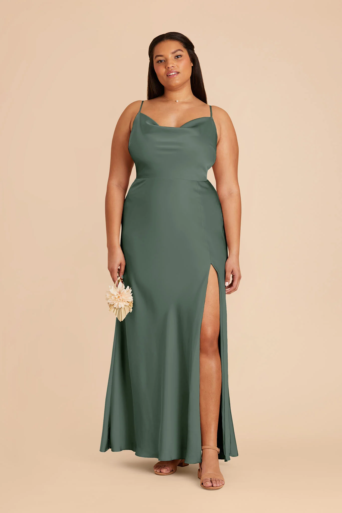 Lisa Matte Satin Dress - Eucalyptus - Image 2