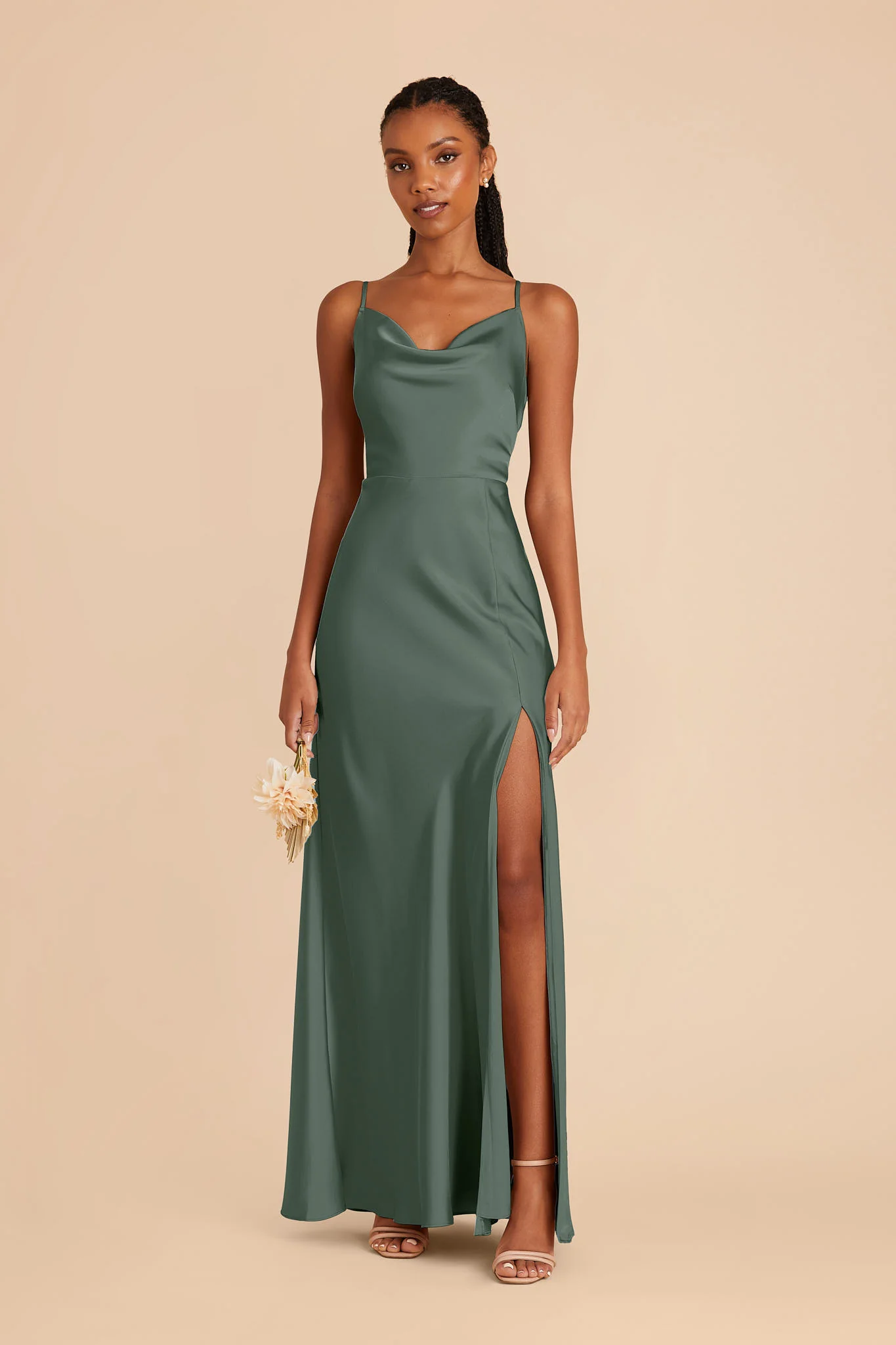 Lisa Matte Satin Dress - Eucalyptus - Image 3