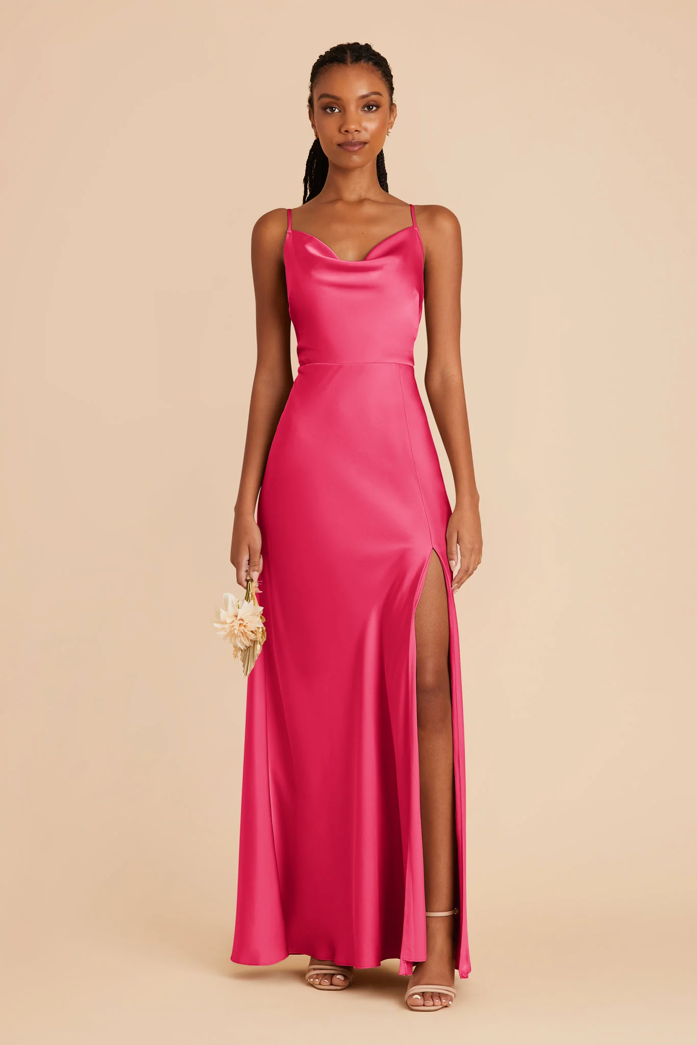 Lisa Matte Satin Dress - Fuchsia - Image 3