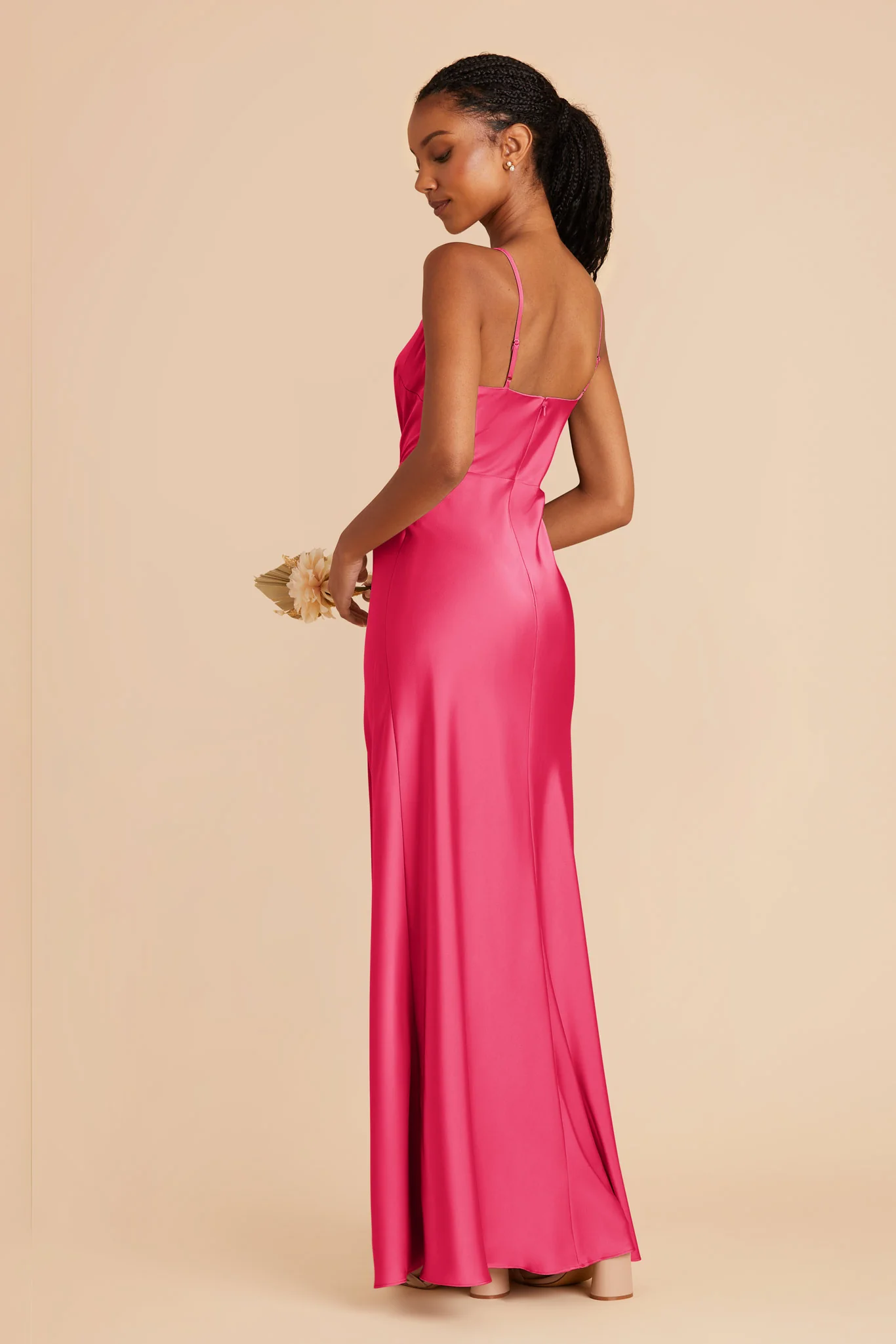 Lisa Matte Satin Dress - Fuchsia - Image 4