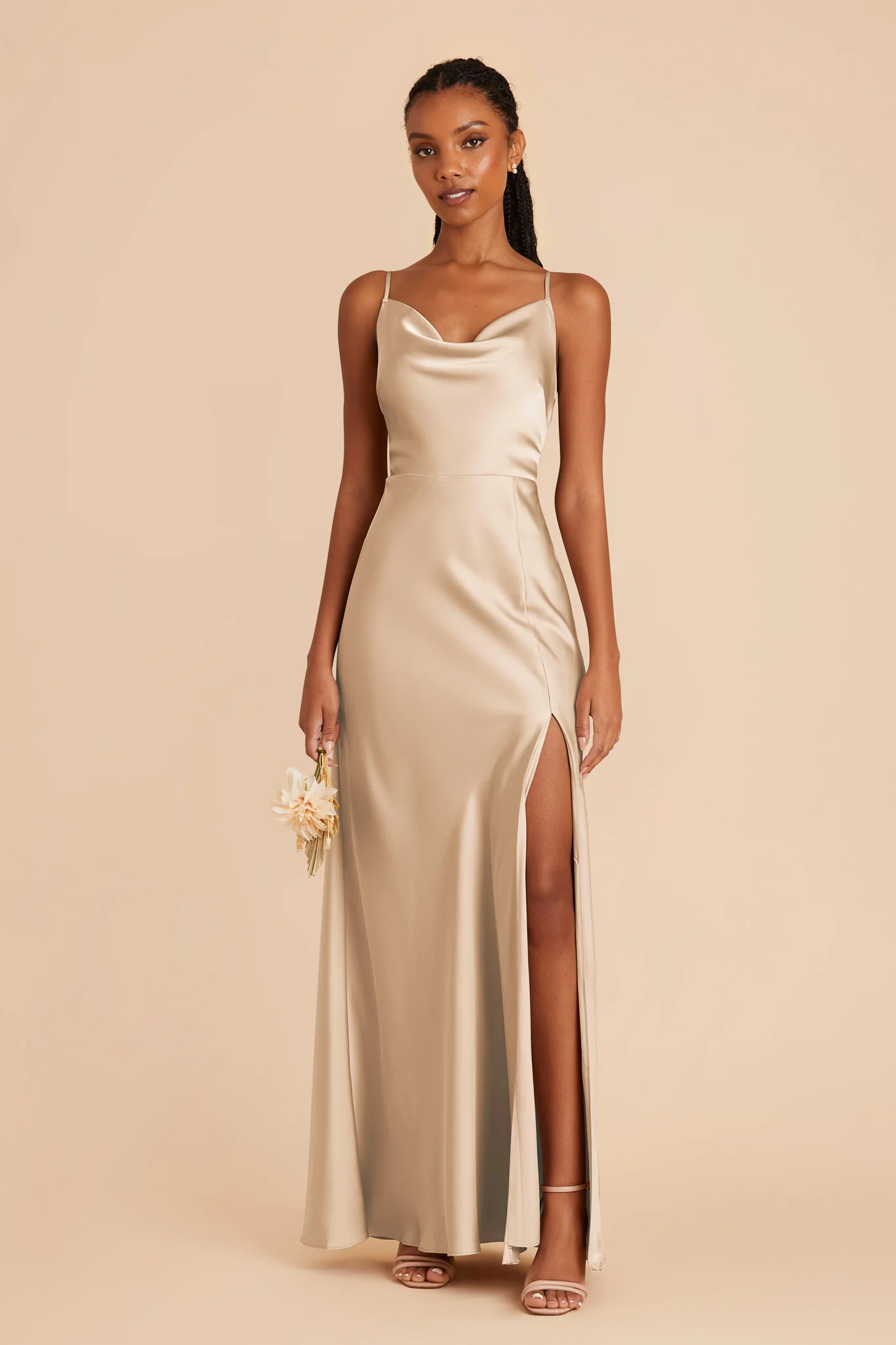 Lisa Matte Satin Dress - Gold - Image 3